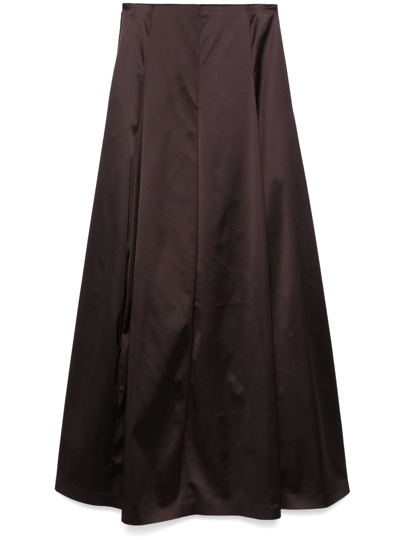 Shop Genny Brown Satin Maxi Skirt