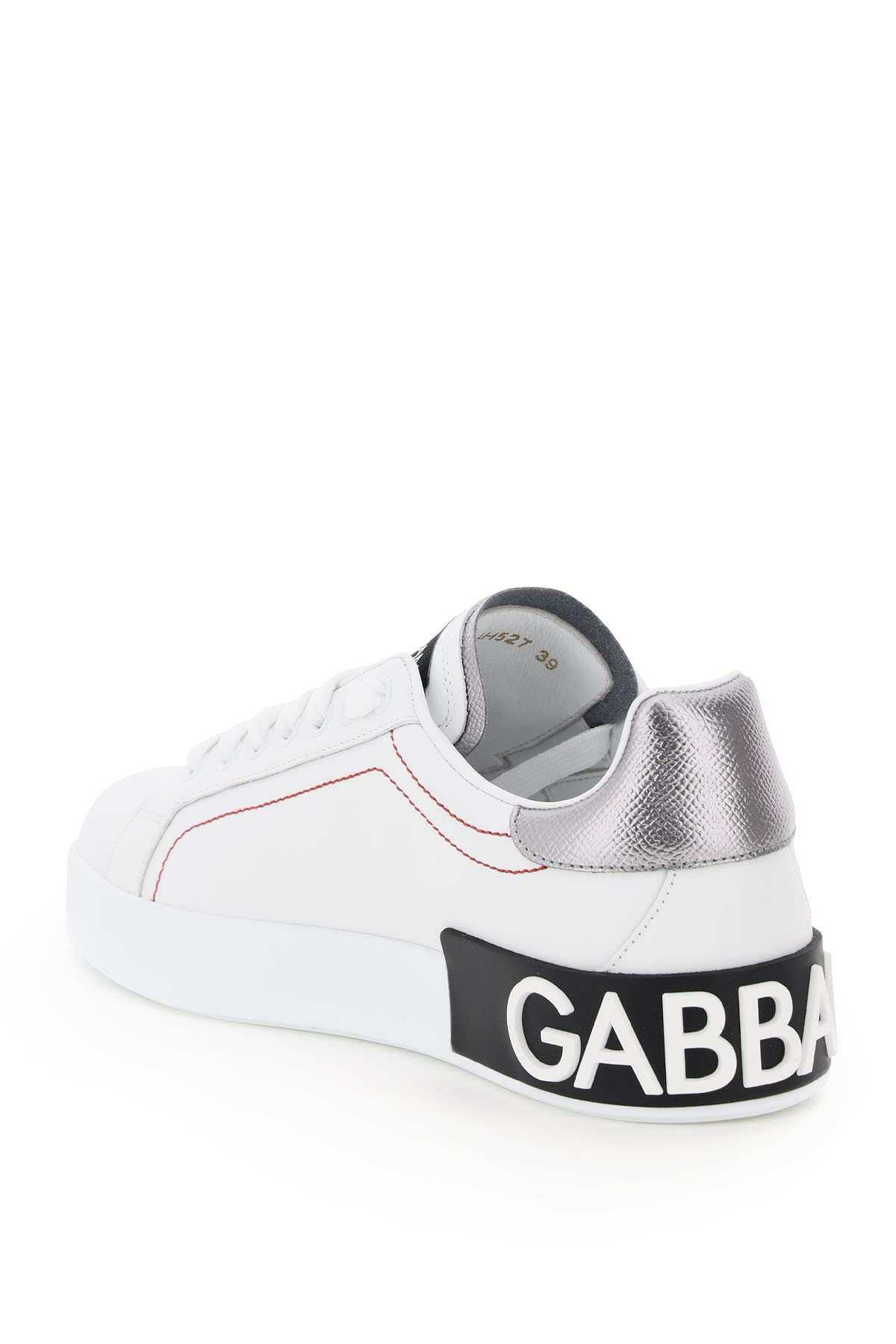 Shop Dolce & Gabbana Portofino Leather Sneakers In Rosa Bianco Argento