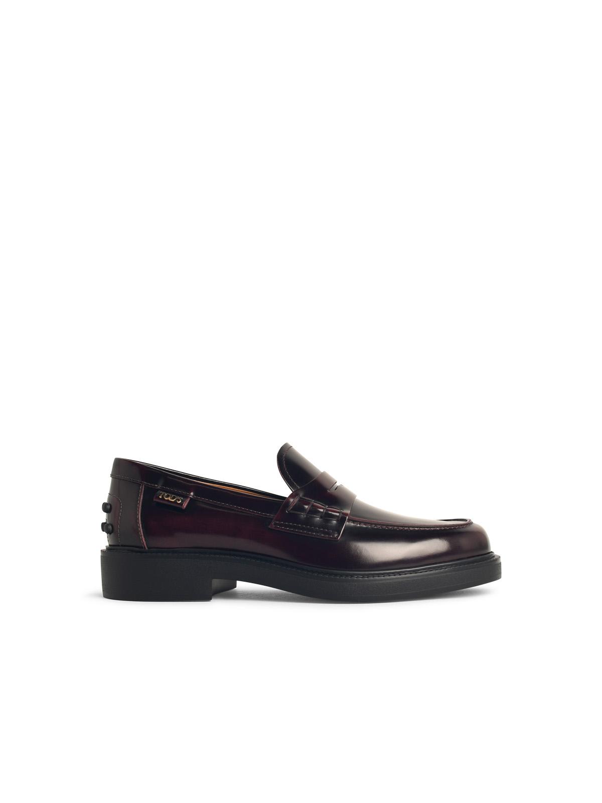 Tod's Burgundy Leather Loafers In Black