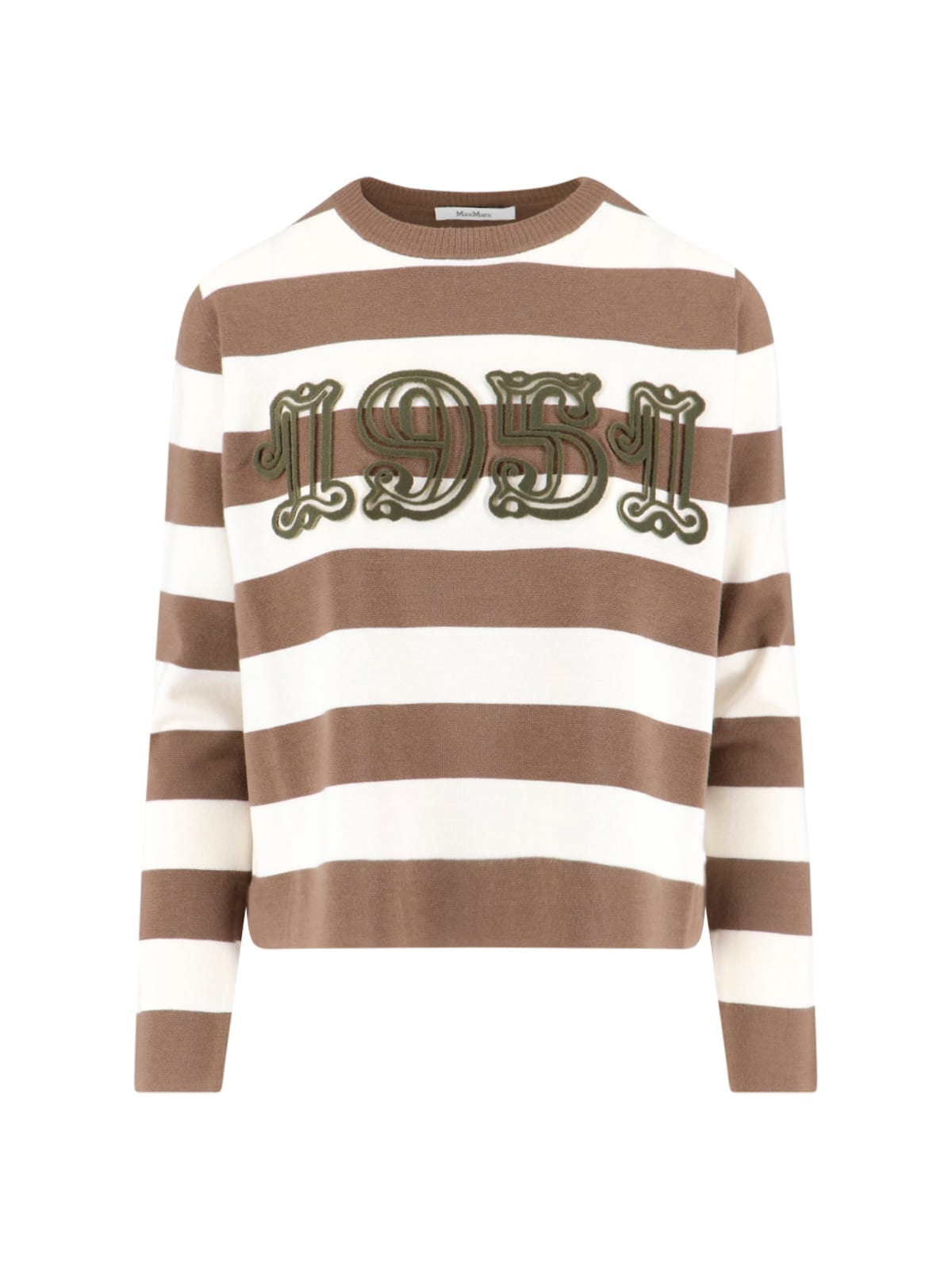 Max Mara Sleeveless Crew Neck Top With Embroidered Detail In Brown