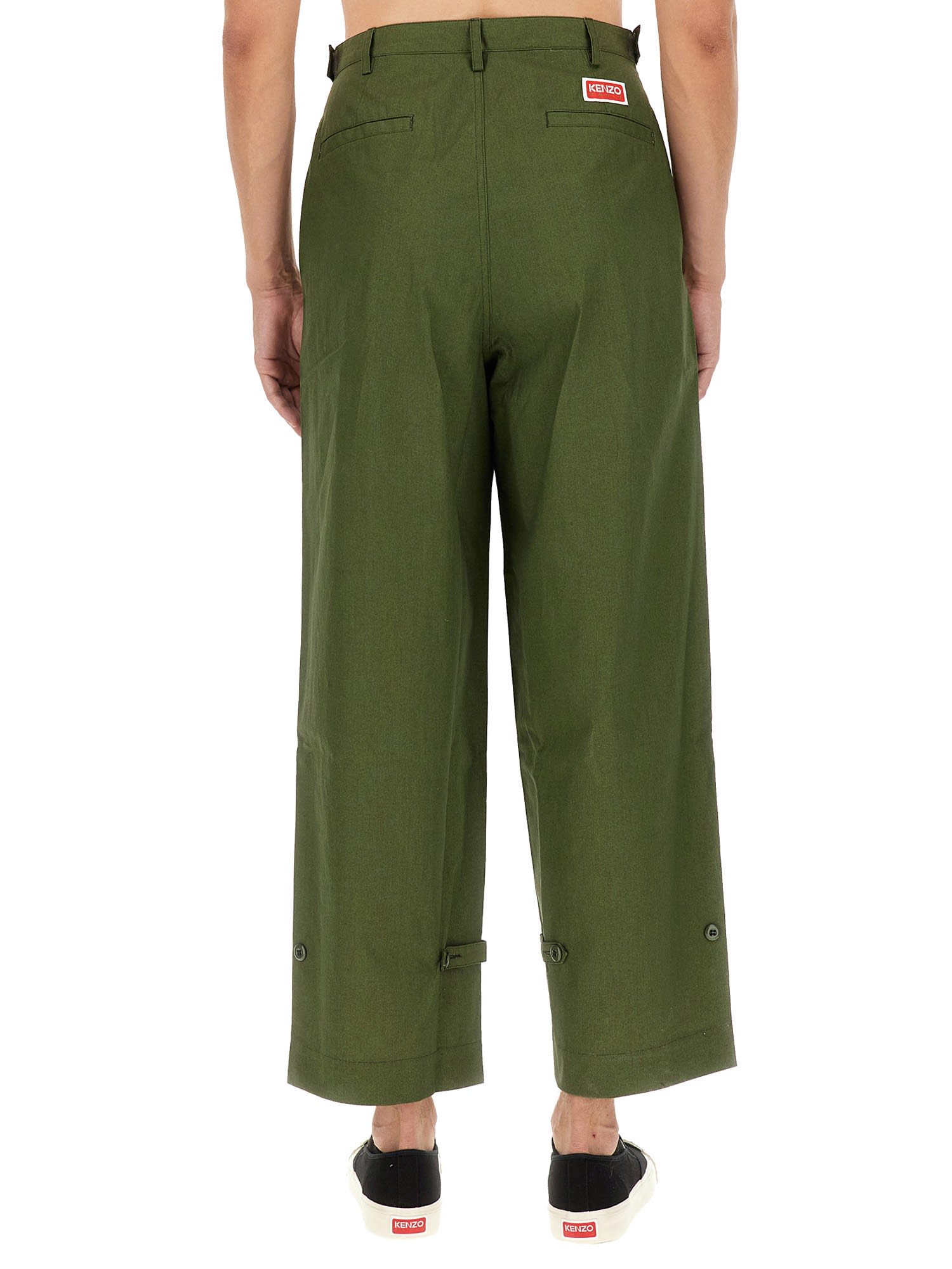Kenzo Straight Fit Pants In Kaki Fonce