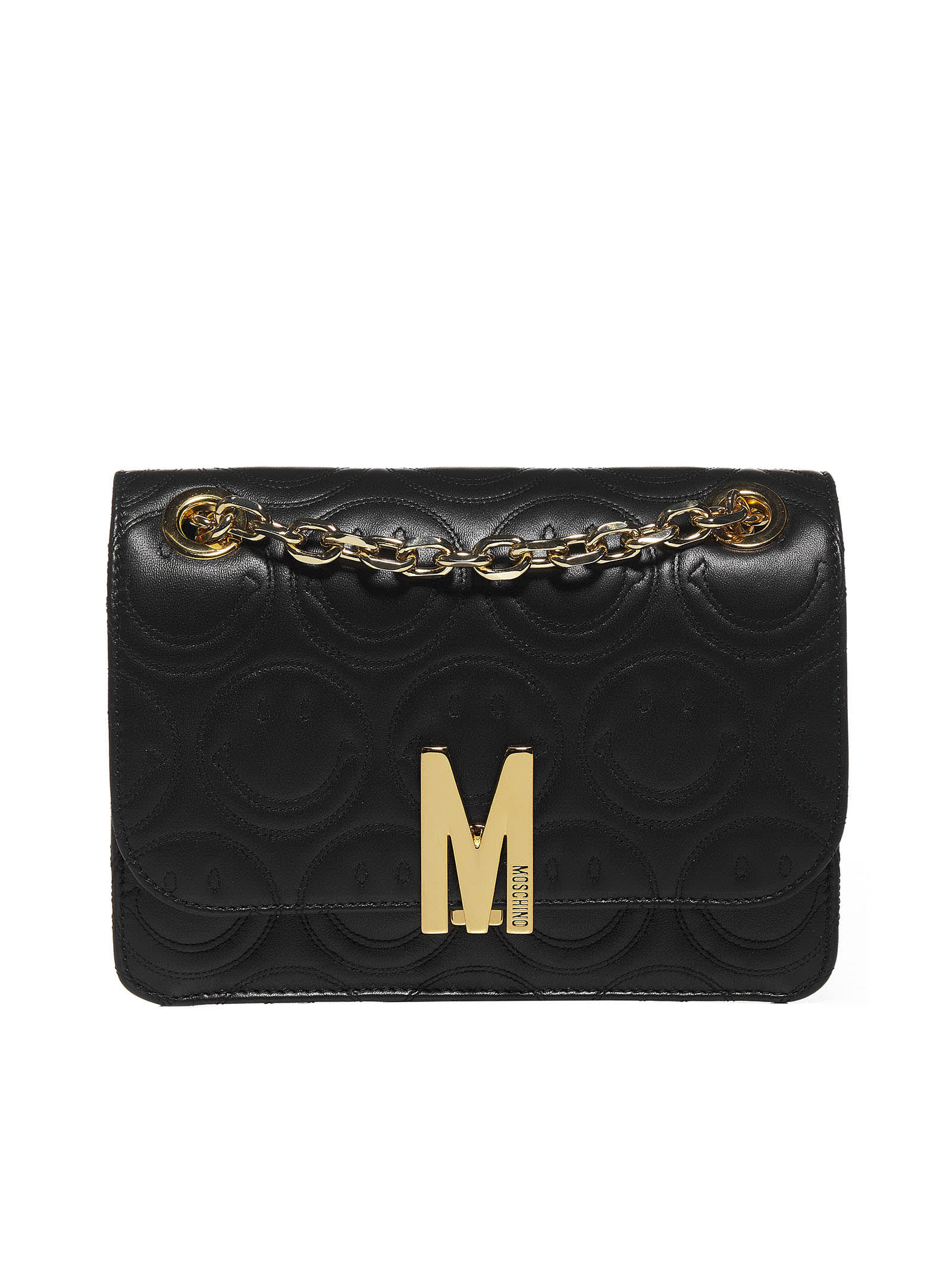 Moschino M Smiley Nappa Leather Shoulder Bag