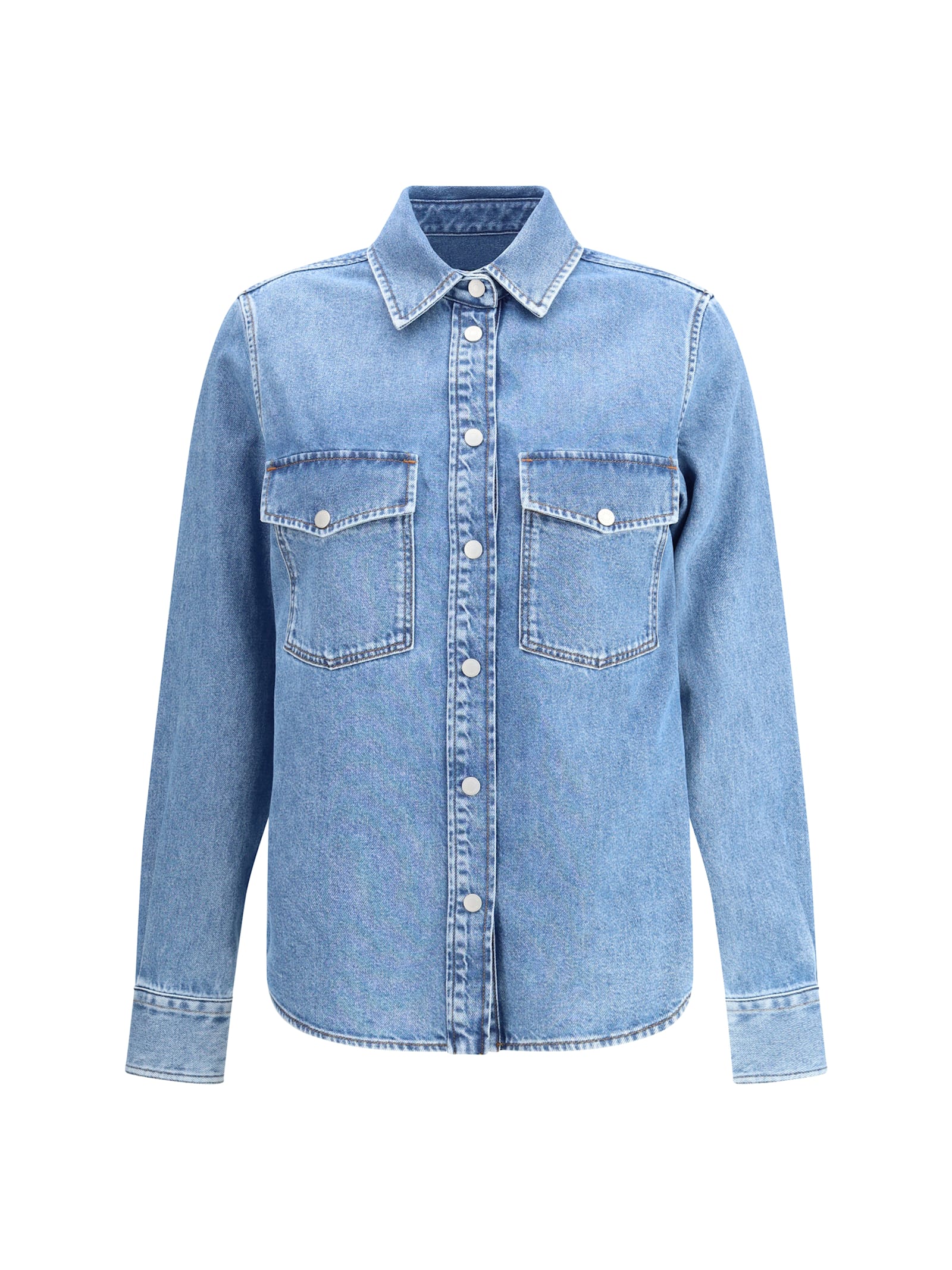 Jacob Cohen Women Western Cotton Denim Shirt In Blue