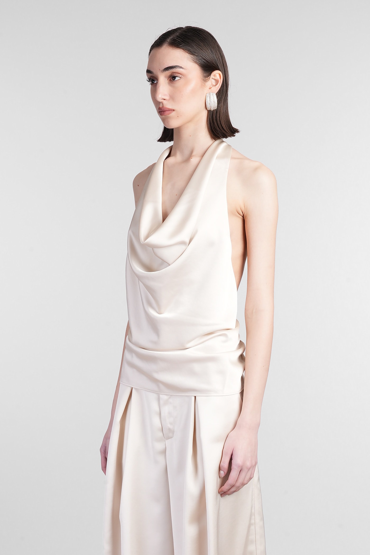 The Andamane Verushka Top Topwear In Beige Polyester In Beige