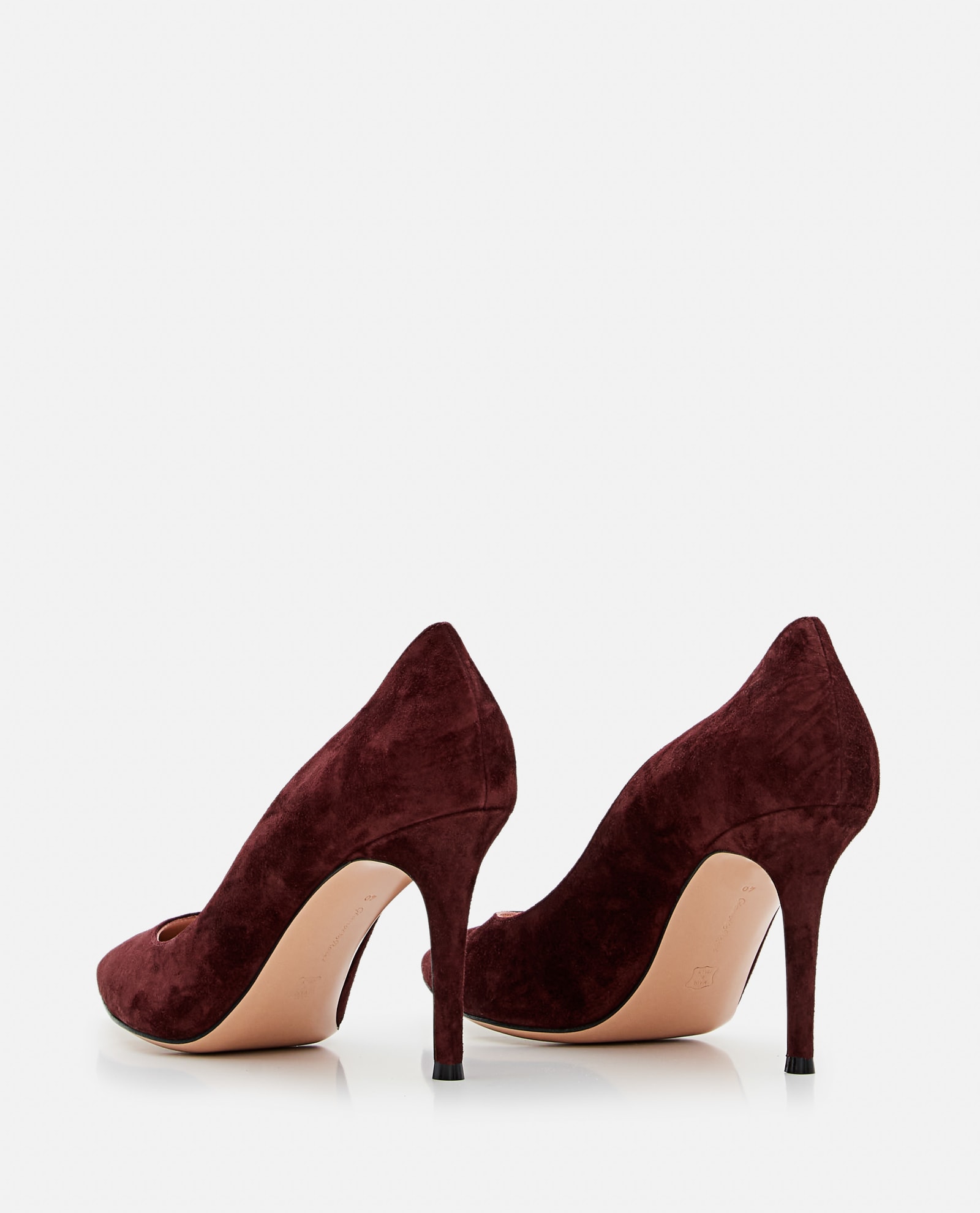 Gianvito Rossi Pointed Toe Suede Stiletto Heel Pumps In Burgundy