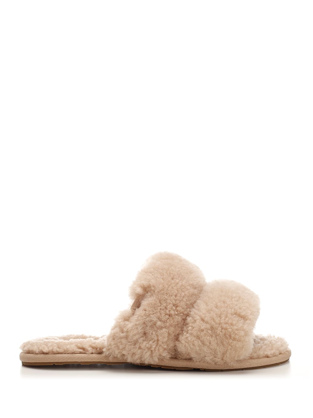 Ugg Womens Camel Maxi Curly Scuffetta Sheepskin Slippers In Beige