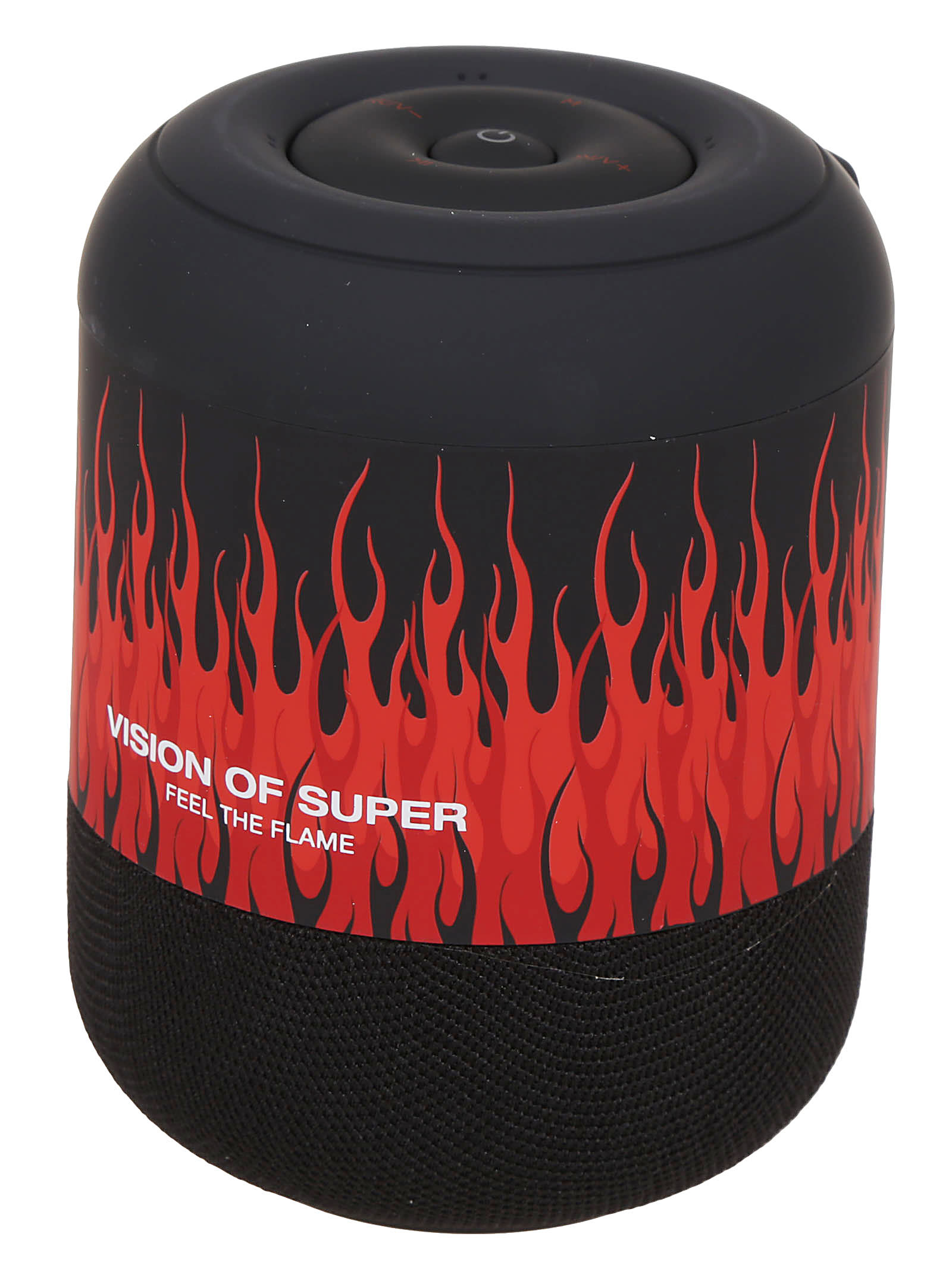 Vision Of Super Black Speaker With Red Flames And White Logo