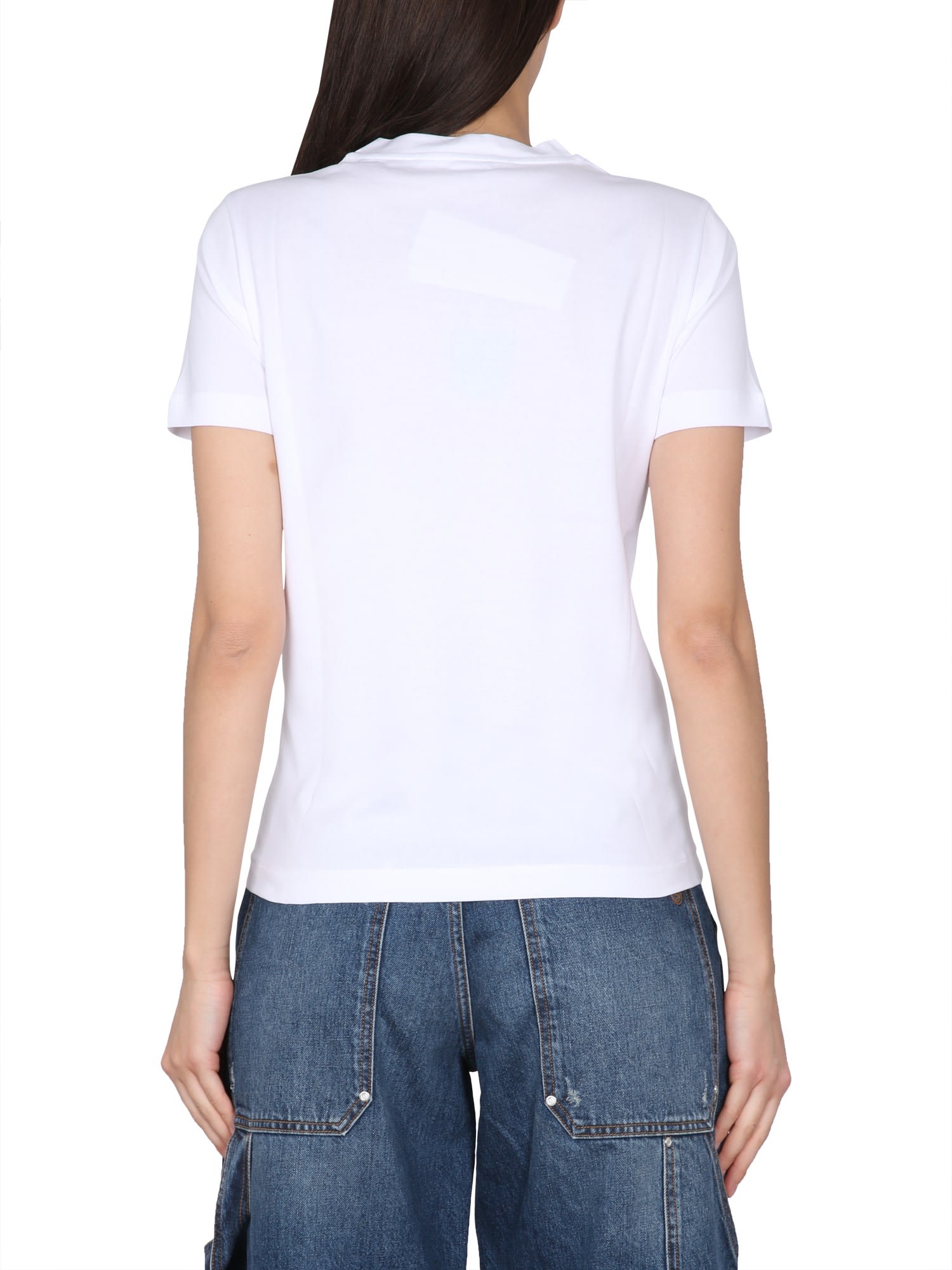 Stella Mccartney Logo Crew Neck Graphic Print Short Sleeves In Bianco