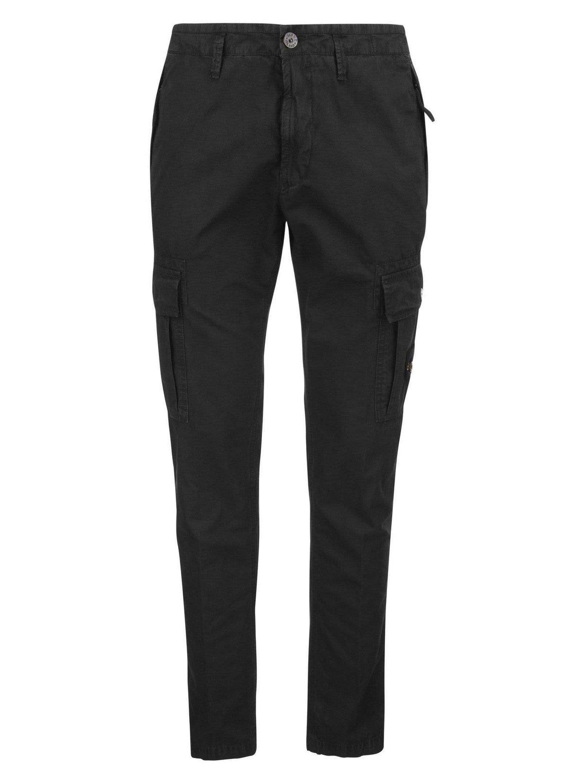 Shop Stone Island Slim-fit Cargo Trousers In Black