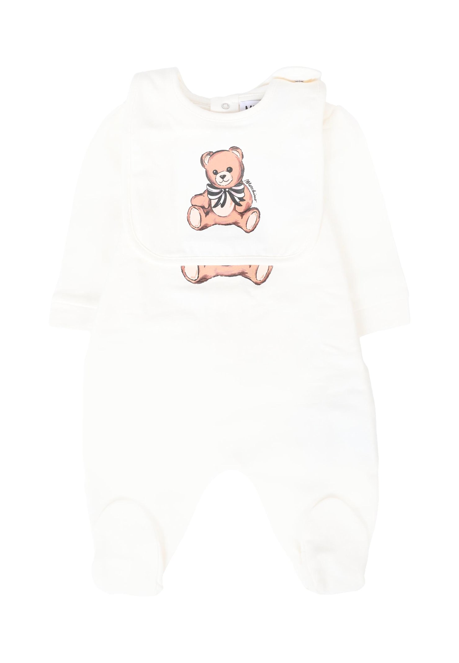 Moschino Ivory Set For Baby Girl With Teddy Bear In White