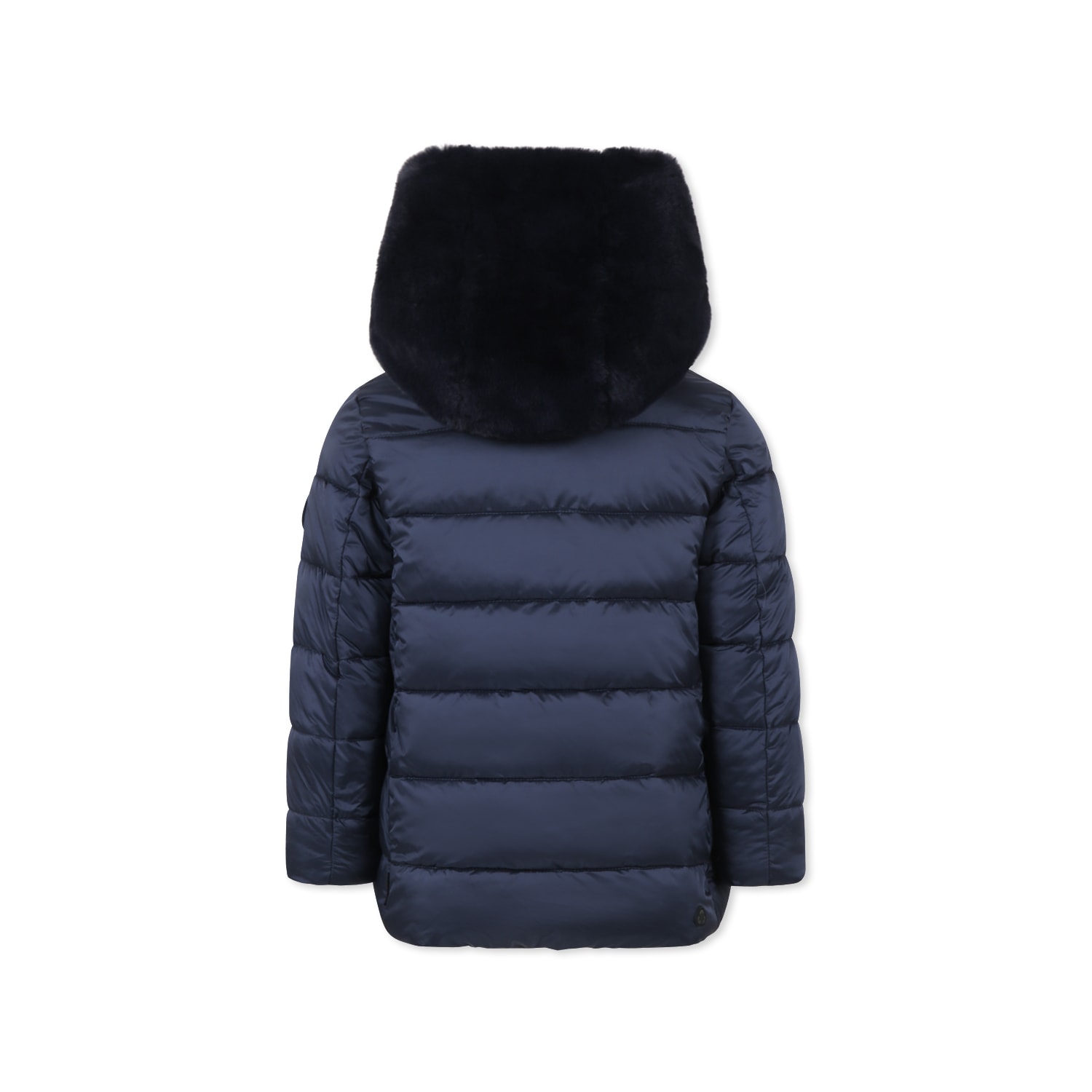 Save The Duck Blue Down Jacket For Girl With Logo In Blue
