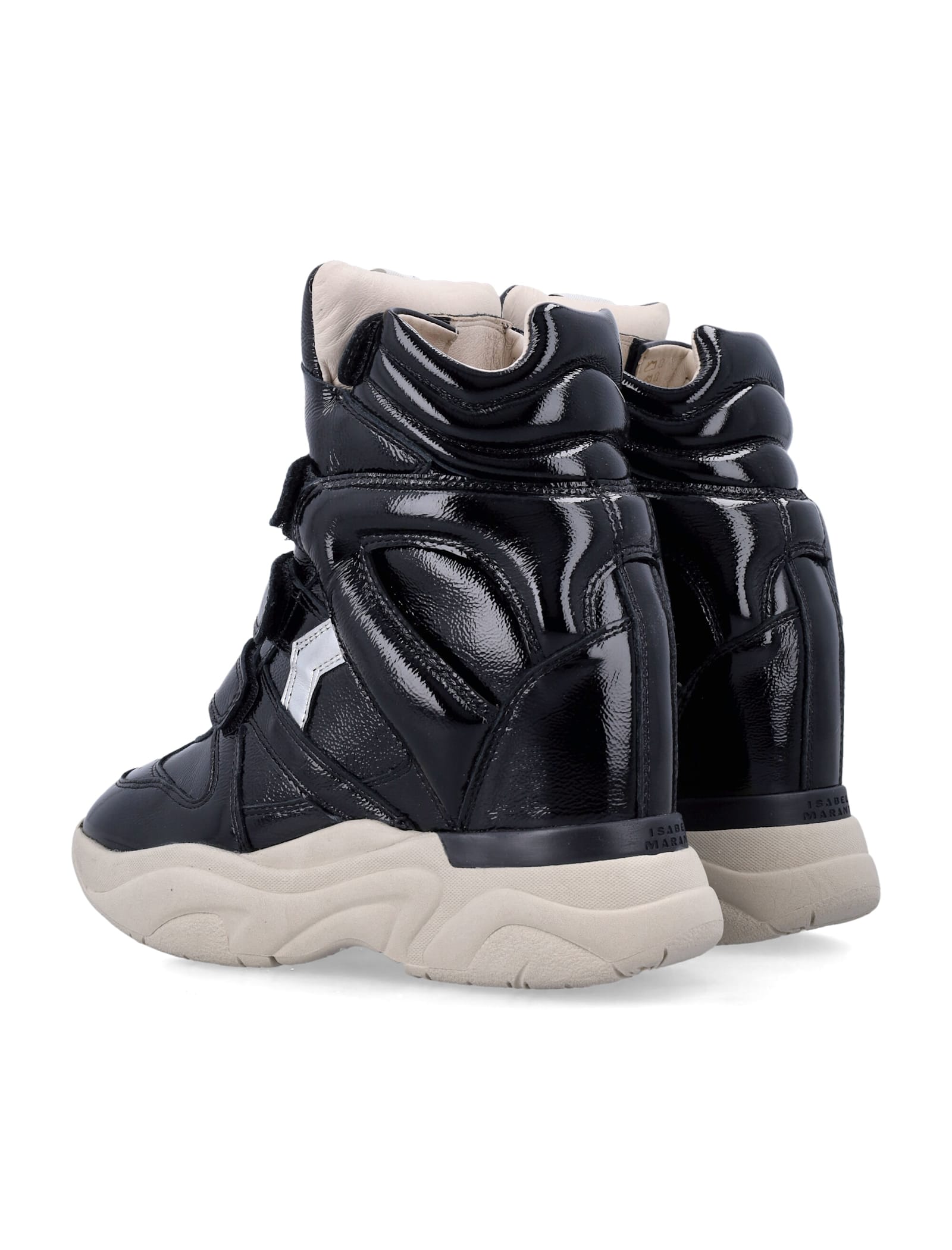 Isabel Marant Balskee Black Patent Wedge Sneakers In Black