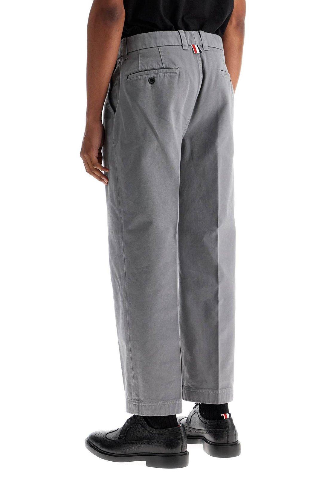 Thom Browne Medium Grey Cotton Chino Utility Pants In Med Grey