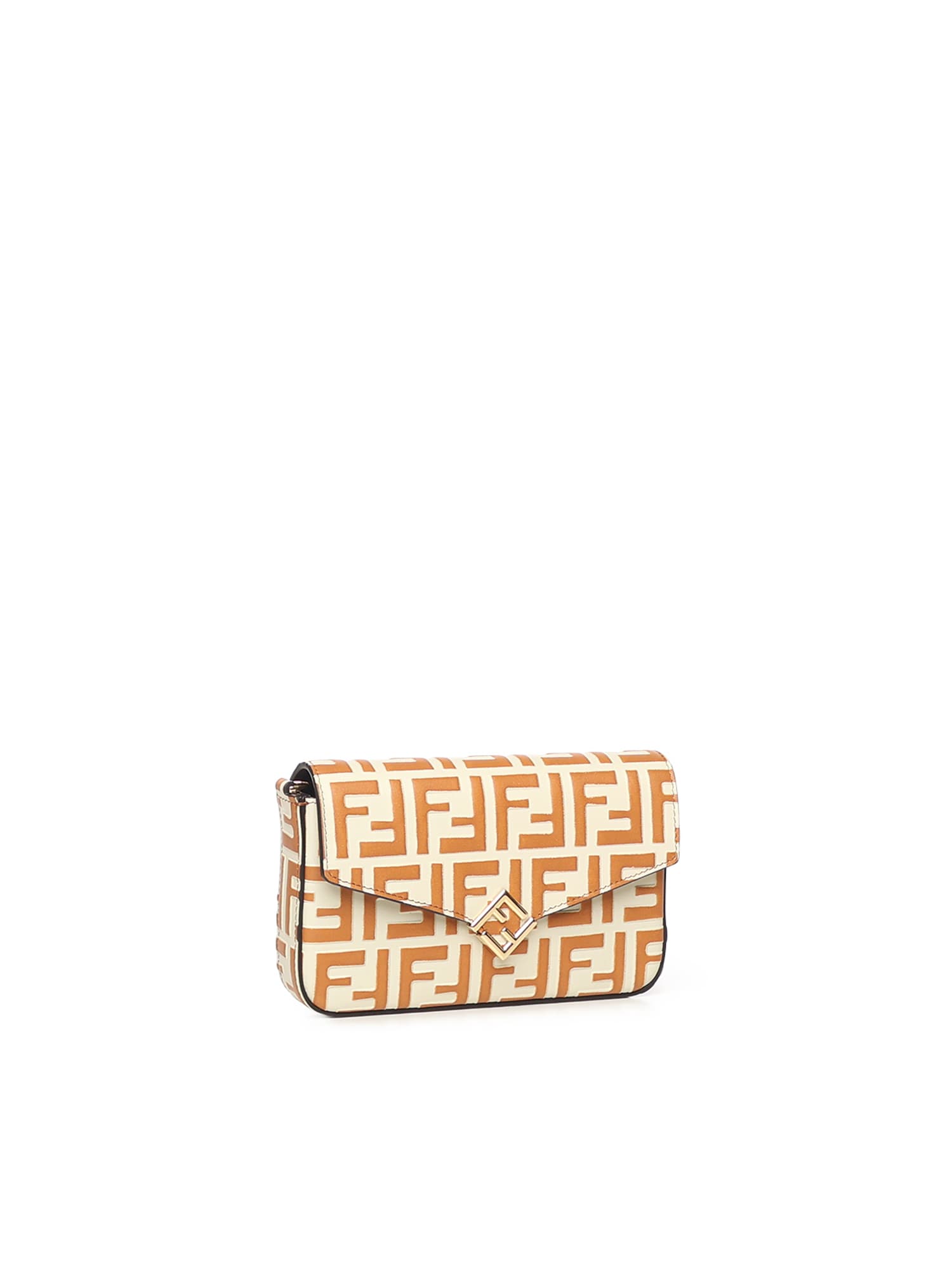 Fendi Ff Diamonds Wallet On Chain In Orange