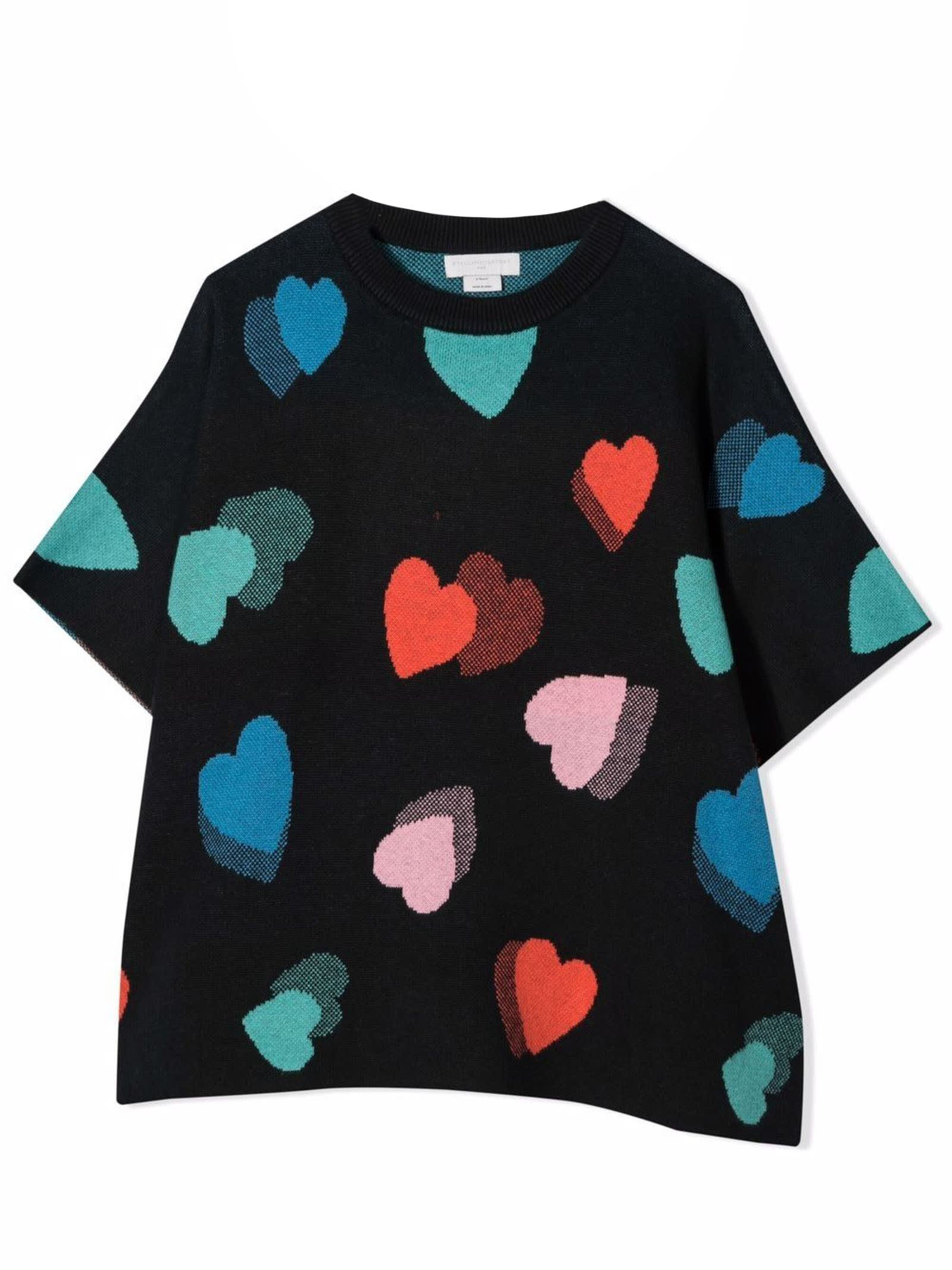 Stella McCartney Kids Blue Cotton/wool Heart-pattern T-shirt
