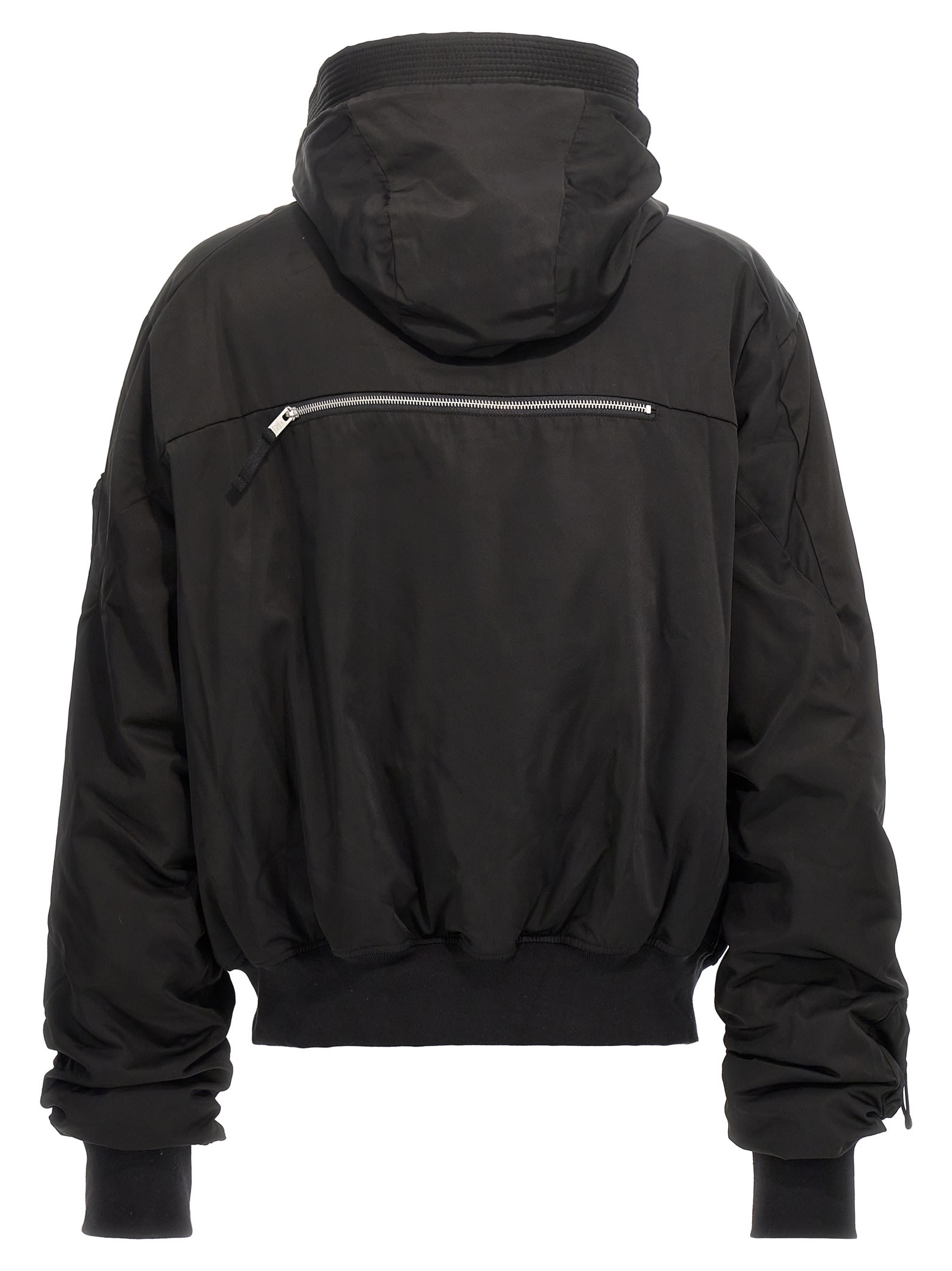 Shop Thom Krom Hooded Bomber Jacket In Black