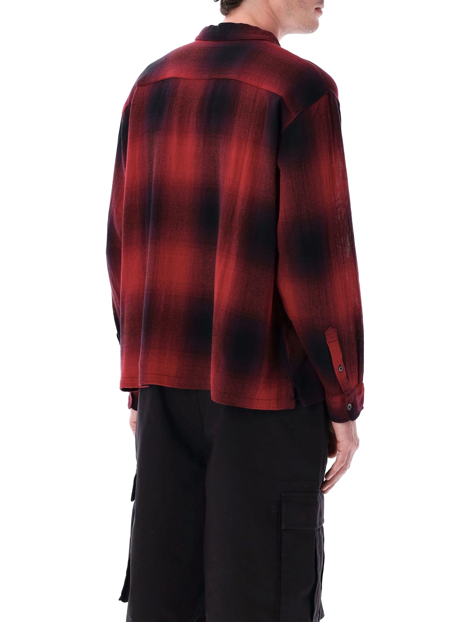 Stussy Loose Weave Plaid Shirt In Red