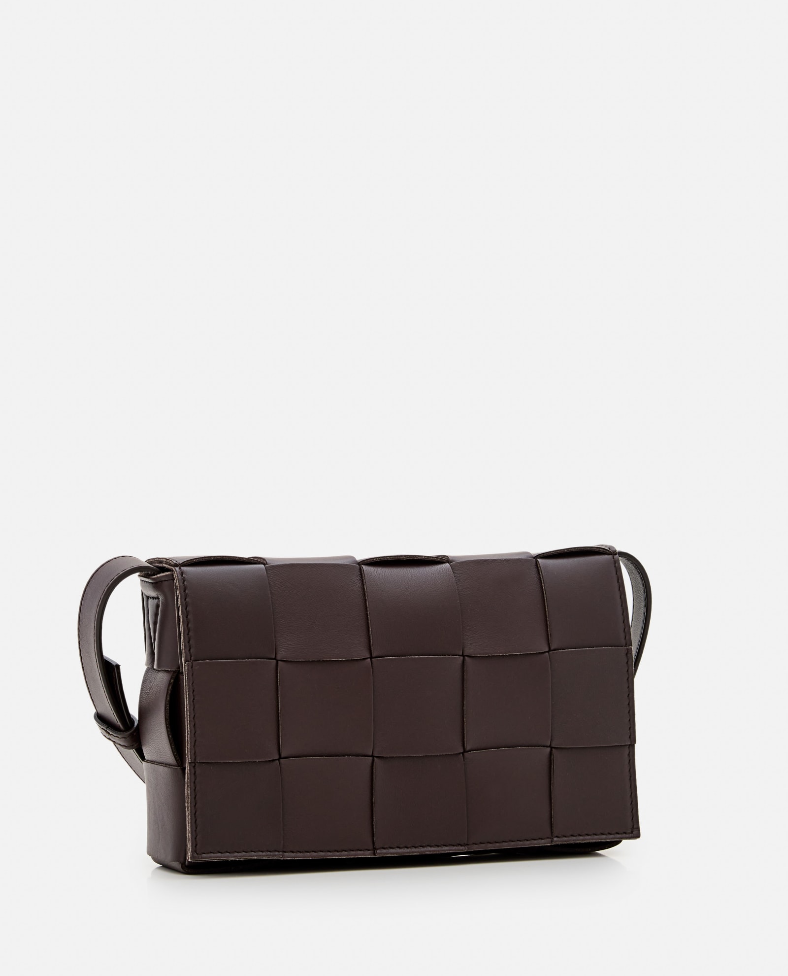 Shop Bottega Veneta Cassette Leather Shoulder Bag In Brown