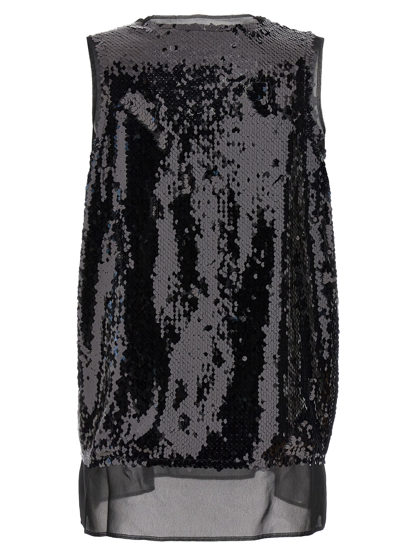 Comme Des Garçons Sequin-embelished Tank Top In Black