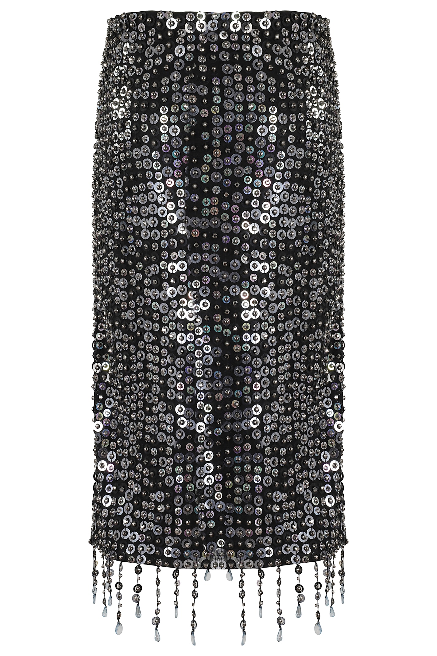 Pinko Pencil Skirt With Sequins And Crystals In Black