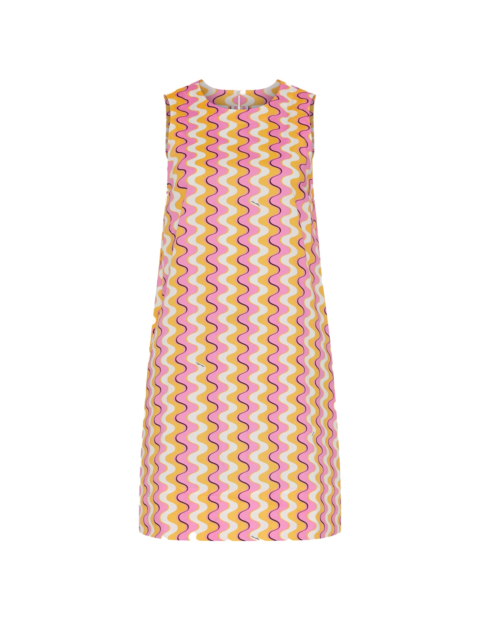 Shop Marella Multicolored Midi Dress With Future Print In Rosa Intenso