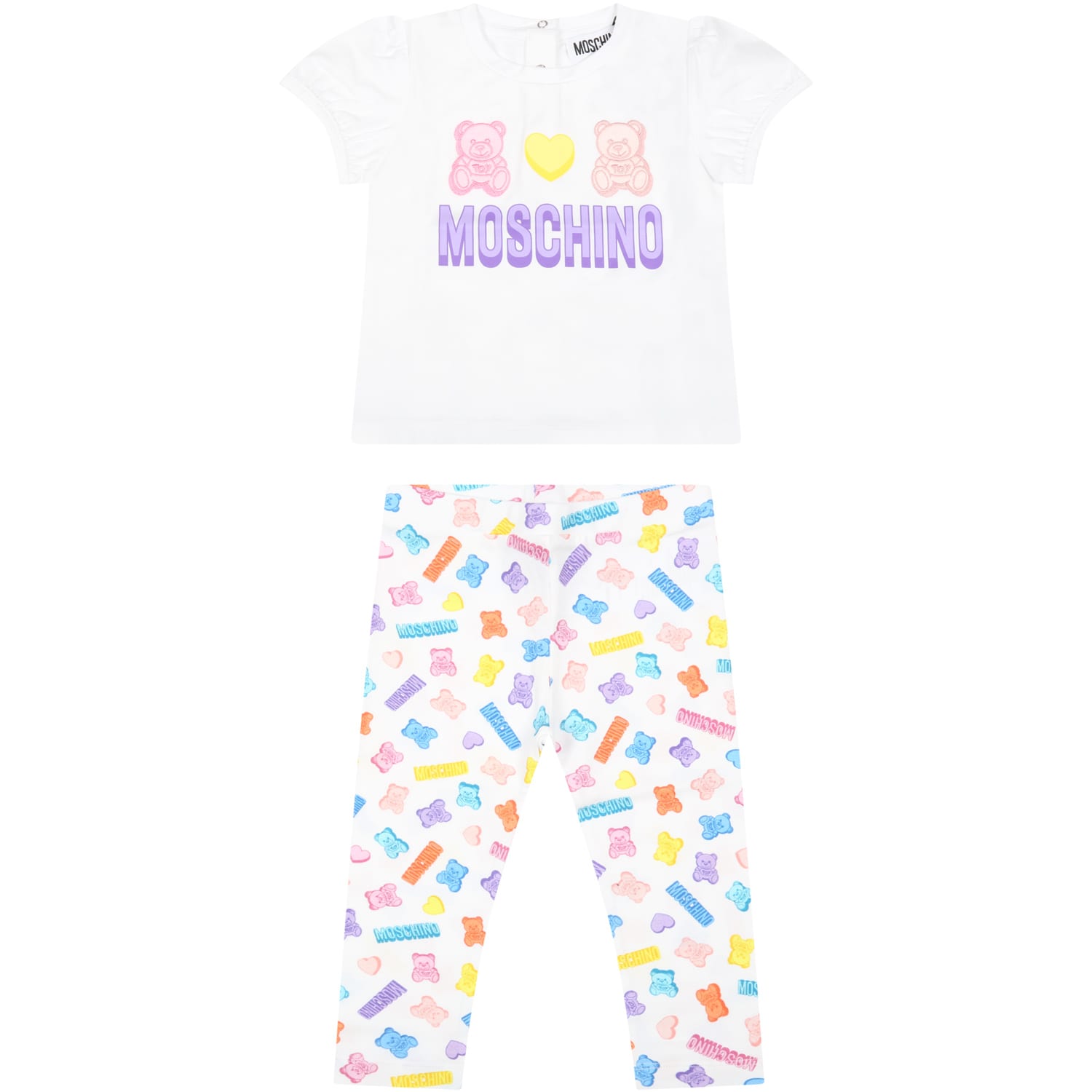 Moschino Multicolor Set For Baby Girl With Purple Logo