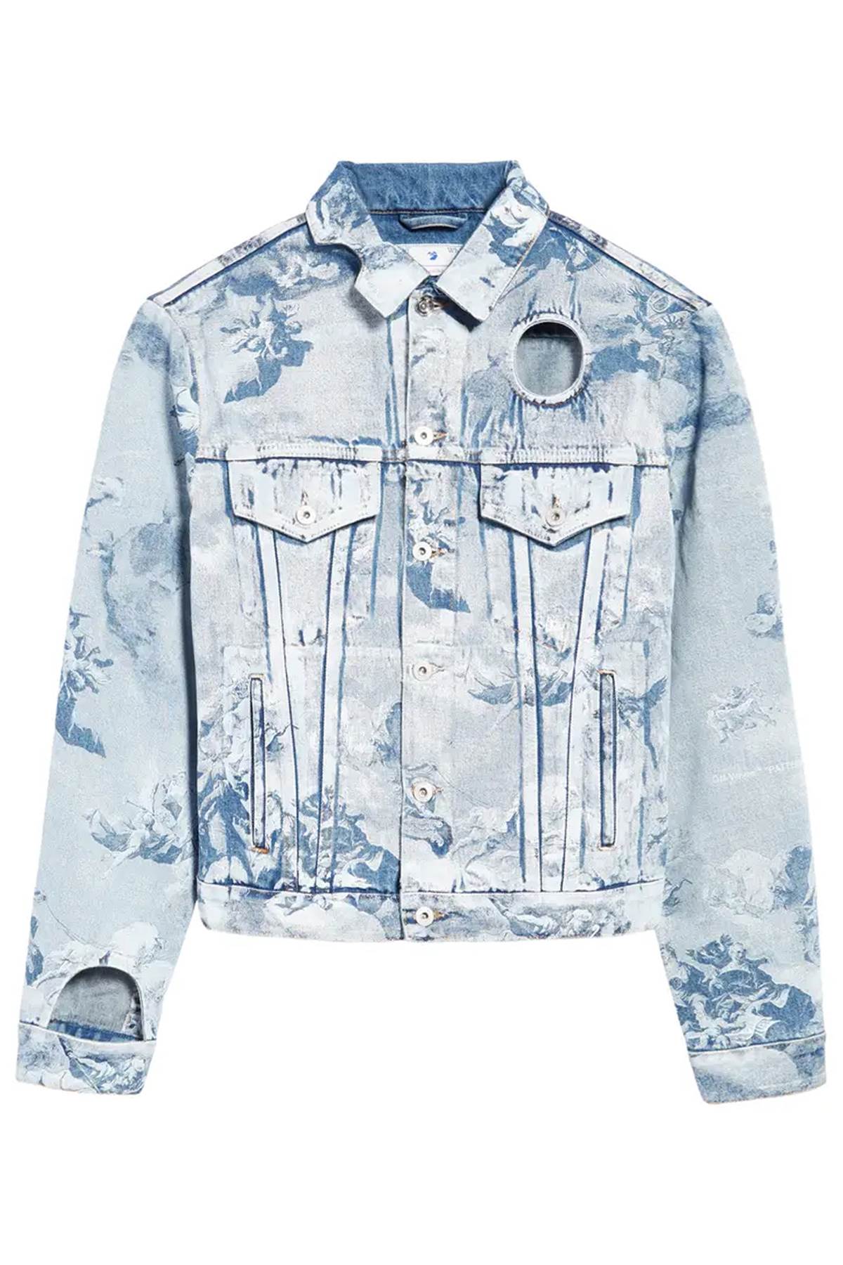 Shop Off-white Sky Meteor Denim Jacket With Cut-outs