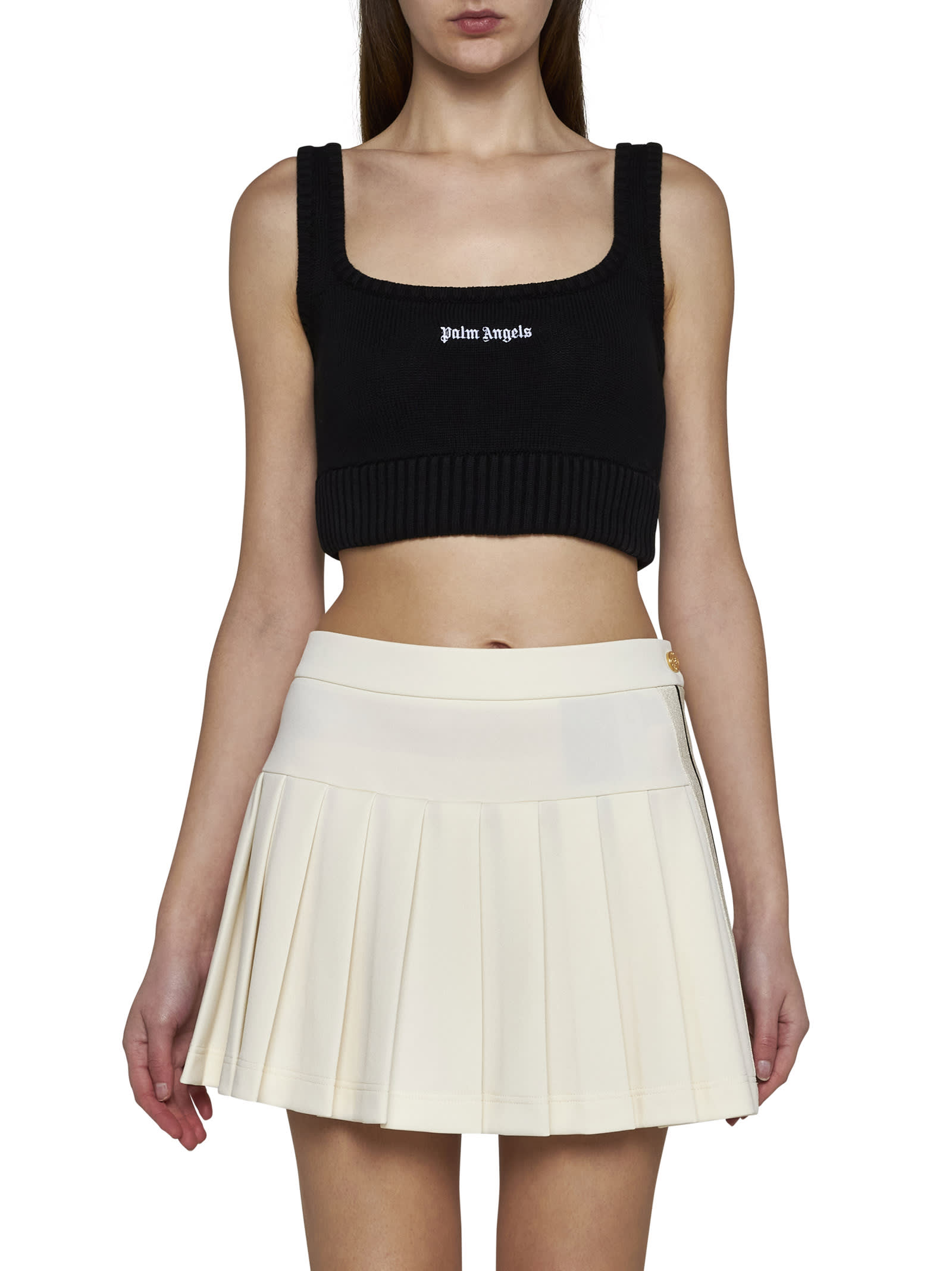 Shop Palm Angels Top In Black Off White