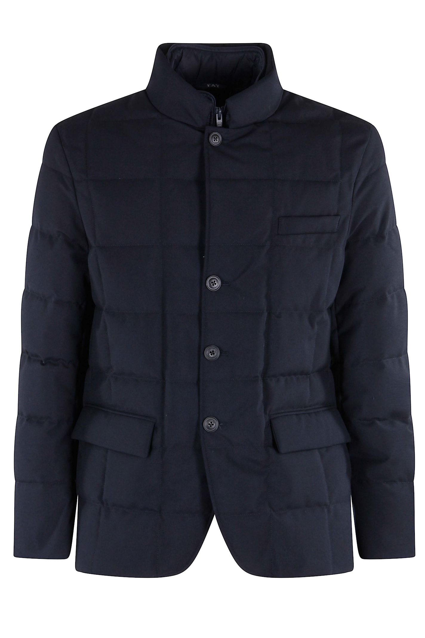 Fay Structured Double-breasted Down Jacket With Smooth Finish In Multi