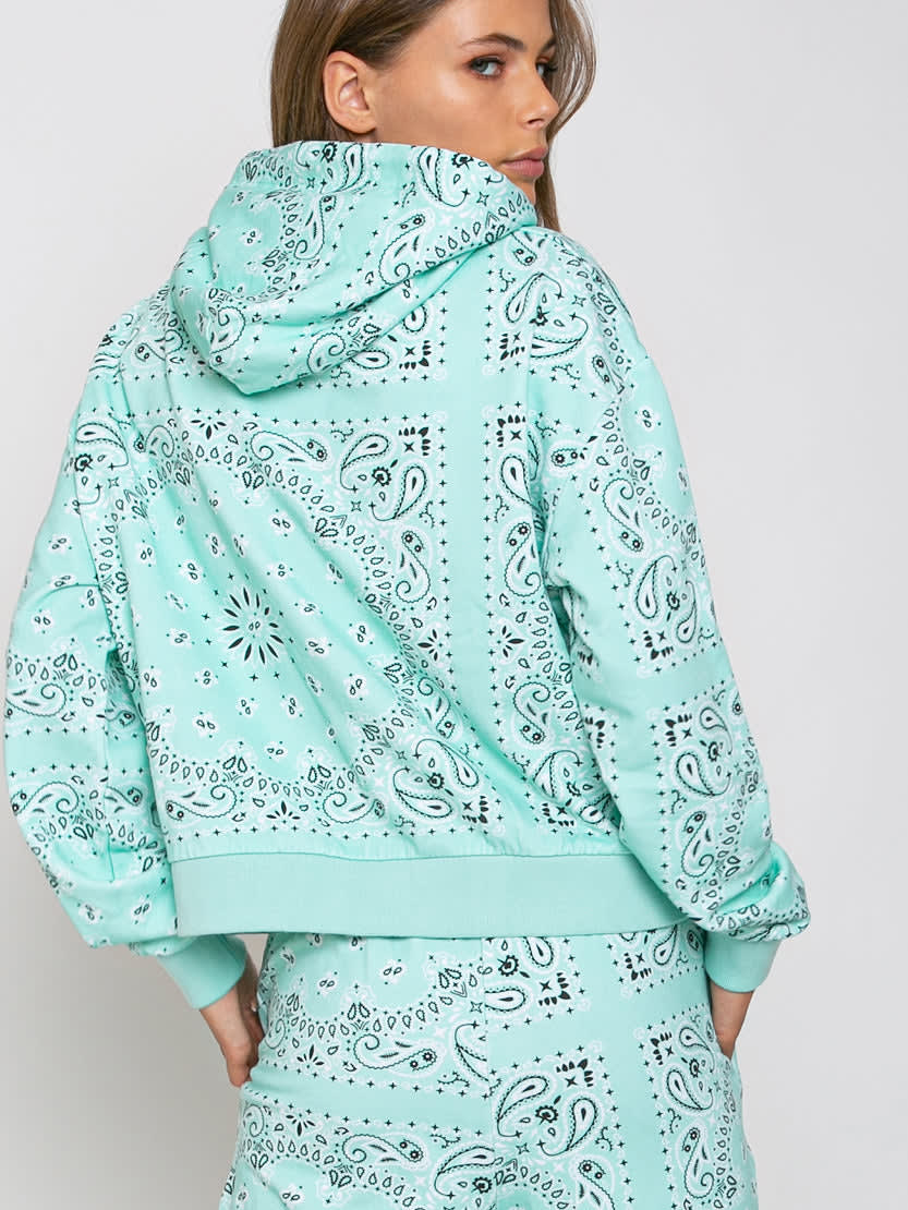 Mc2 Saint Barth Cotton Bandanna Hoodie With Saint Barth Embroidery In Green