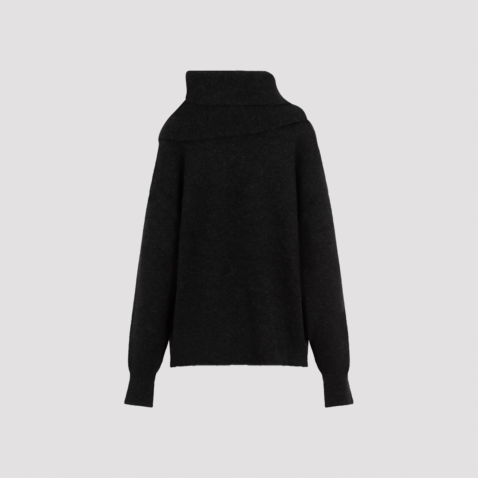 TOTÊME DRAPED-SCARF KNIT PULLOVER 