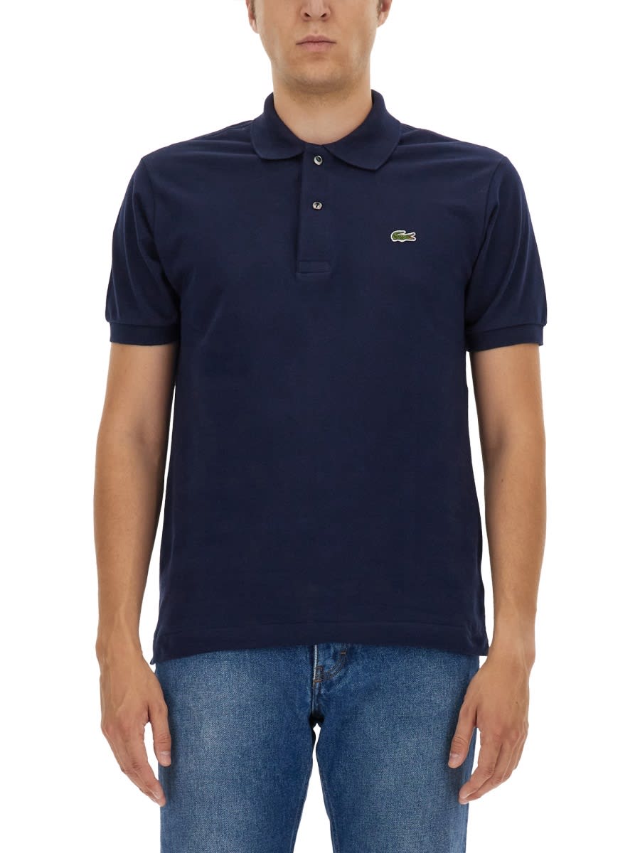 Shop Lacoste Polo With Logo In Dark Blue