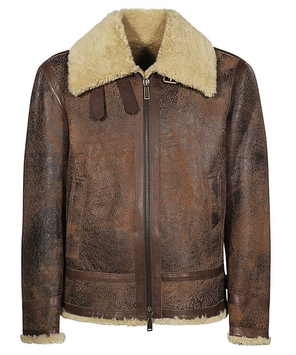 Shop Dsquared2 Leather Jacket In Brown