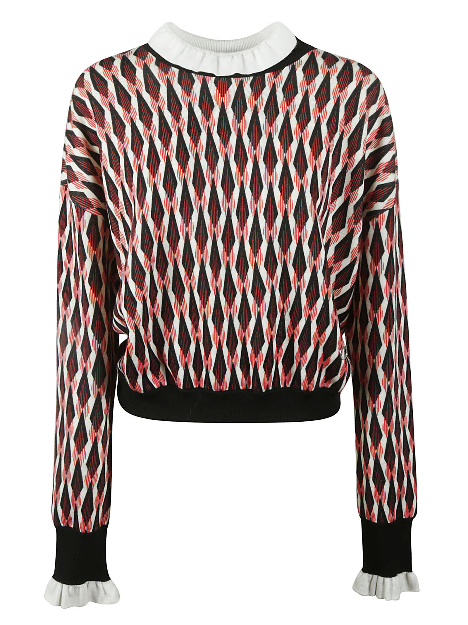 Click to view more detailed imagery on our partner's website Paco Rabanne Pattern Print Rib Sweater In Red