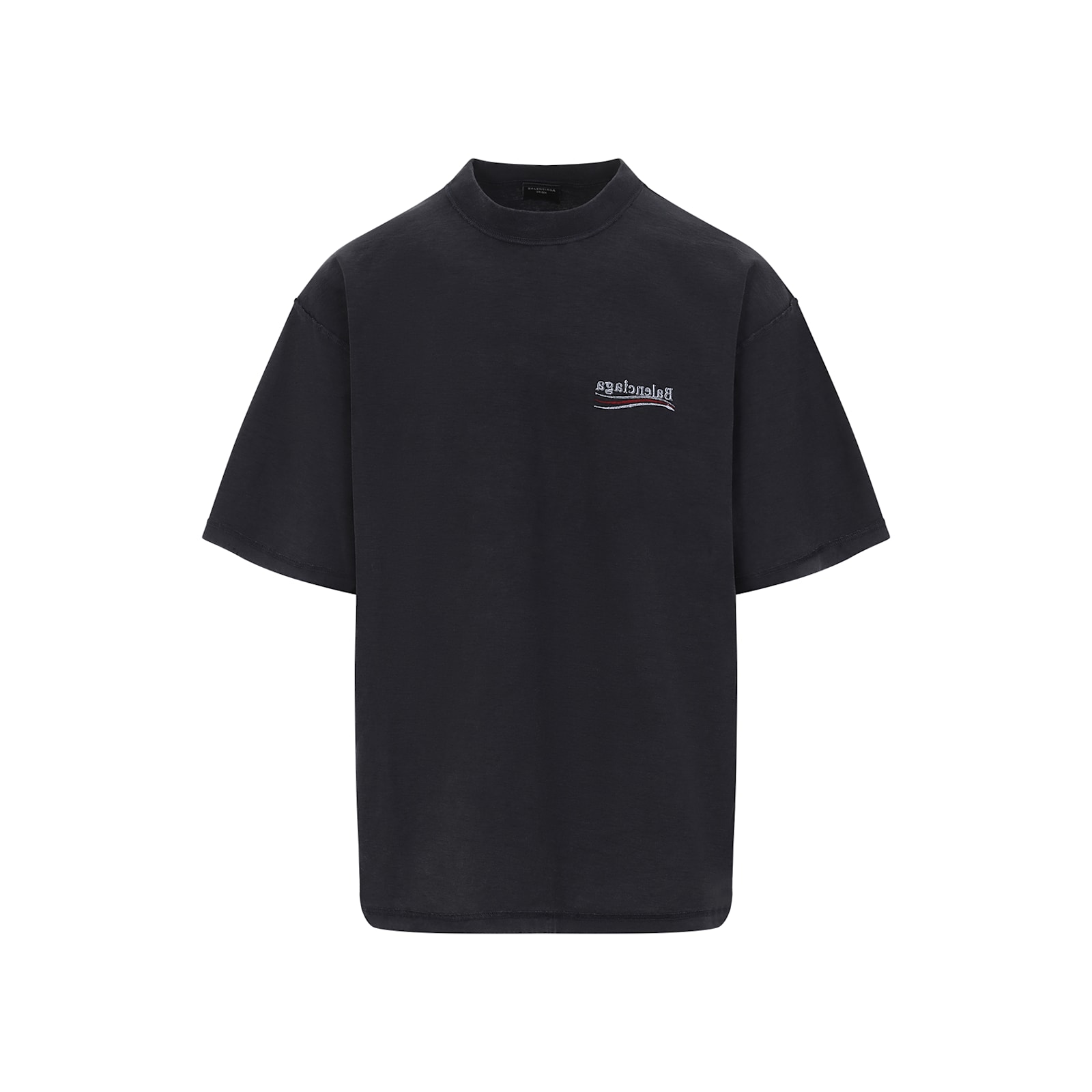 Balenciaga Men Graphite Cotton Oversize T-shirt In Black White Red