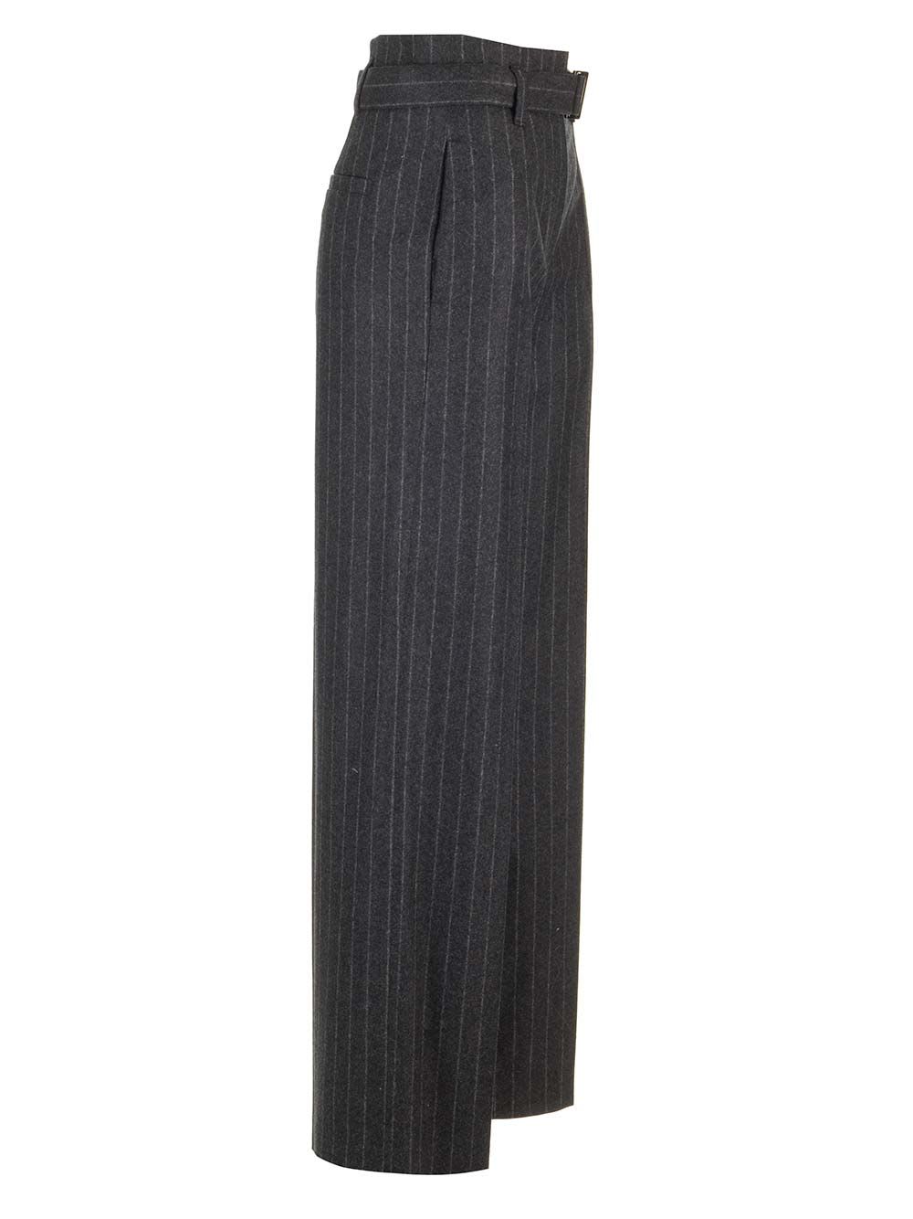 Shop Brunello Cucinelli Wool Flannel Trousers In Grey
