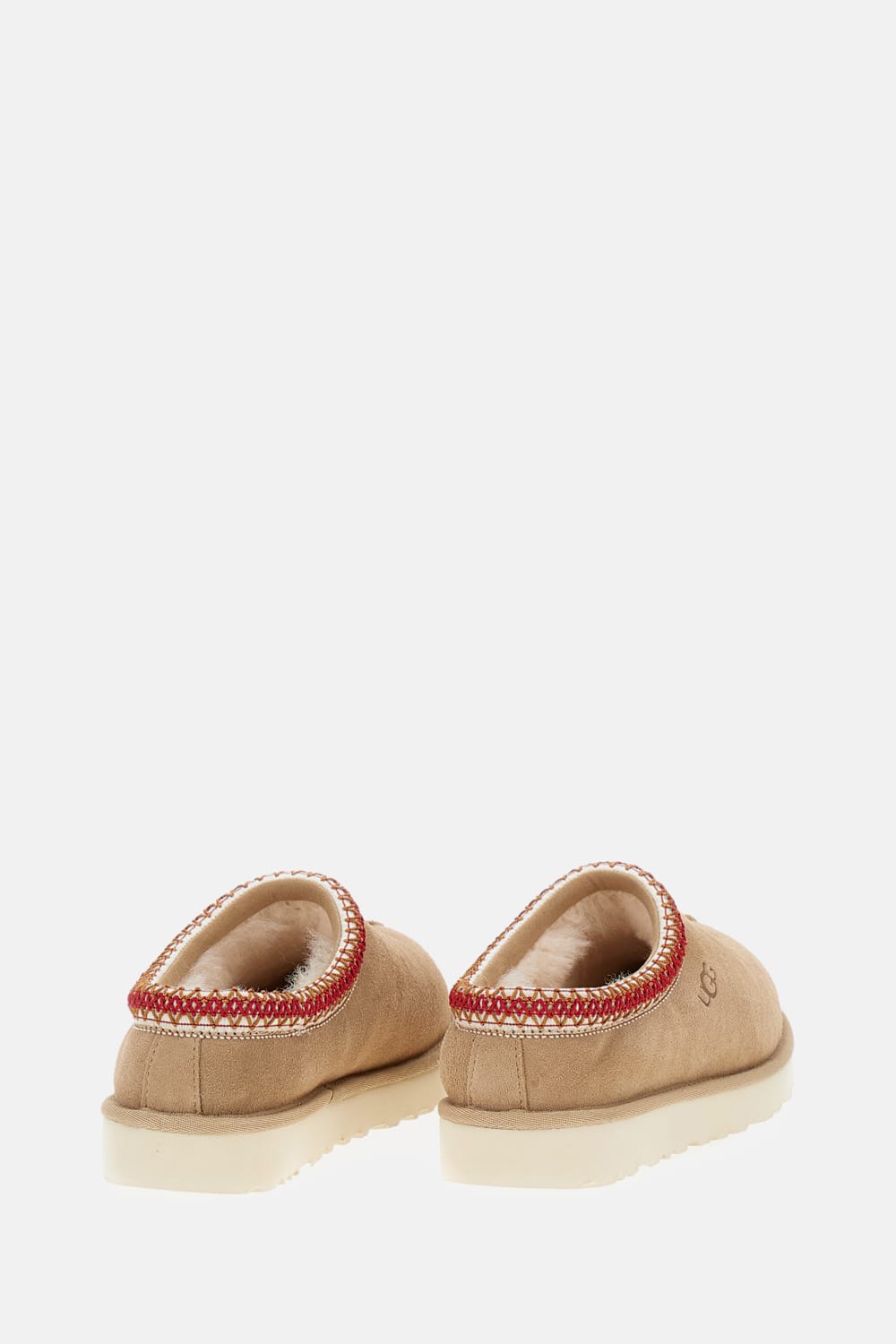 Ugg Tasman Ii Beige Mules With Round Toe And Embroidered Detail In Leather Woman In Nude