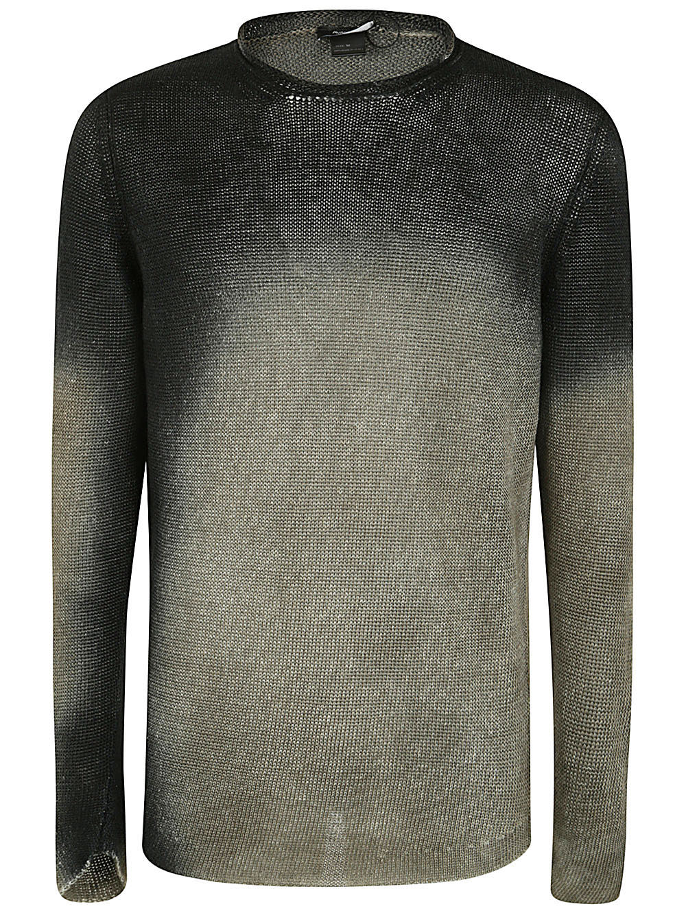 Shop Avant Toi Round Neck Linen Pullover With Shadows In Taupe