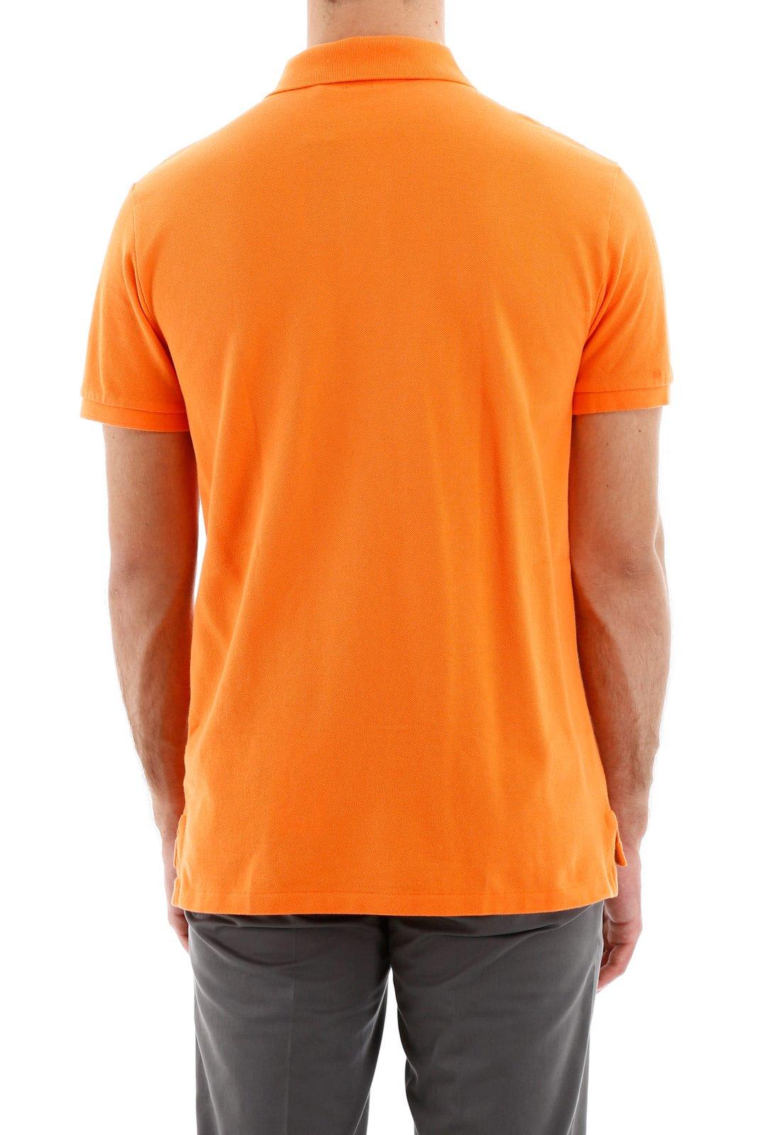 Shop Polo Ralph Lauren Logo Embroidered Polo Shirt In Arancione