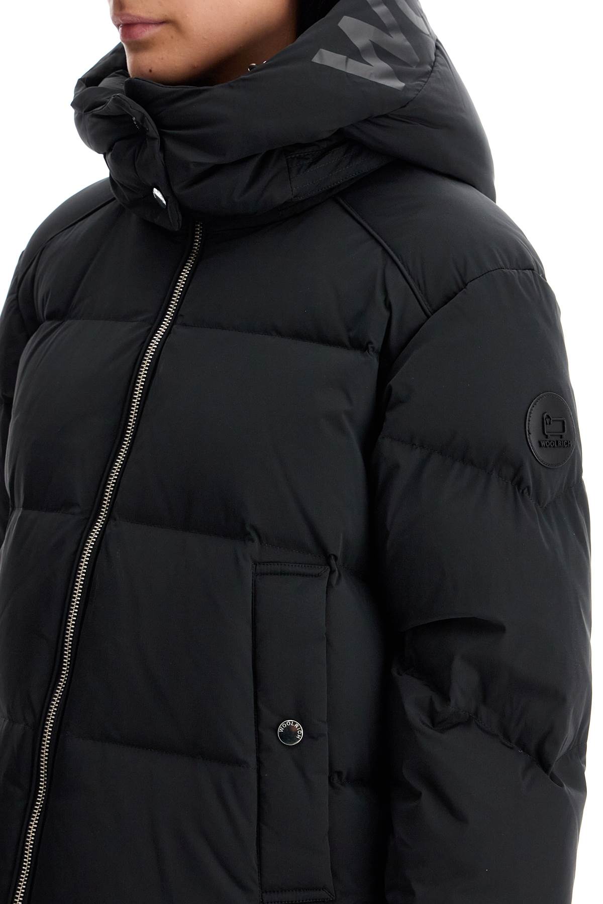 Shop Woolrich Short Alsea Down Jacket In Black (black)