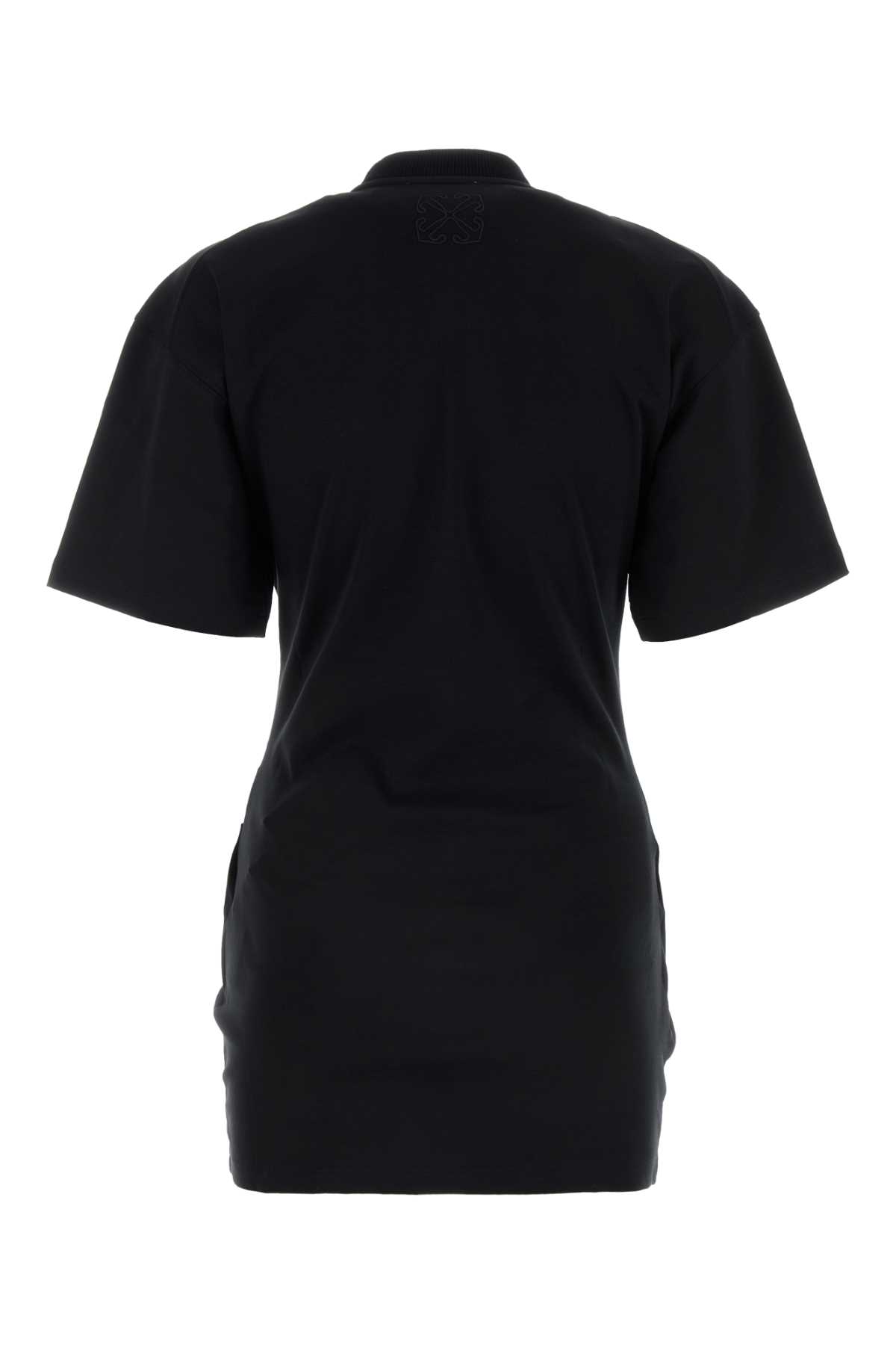 Shop Off-white Black Cotton Mini Dress In Blackblac
