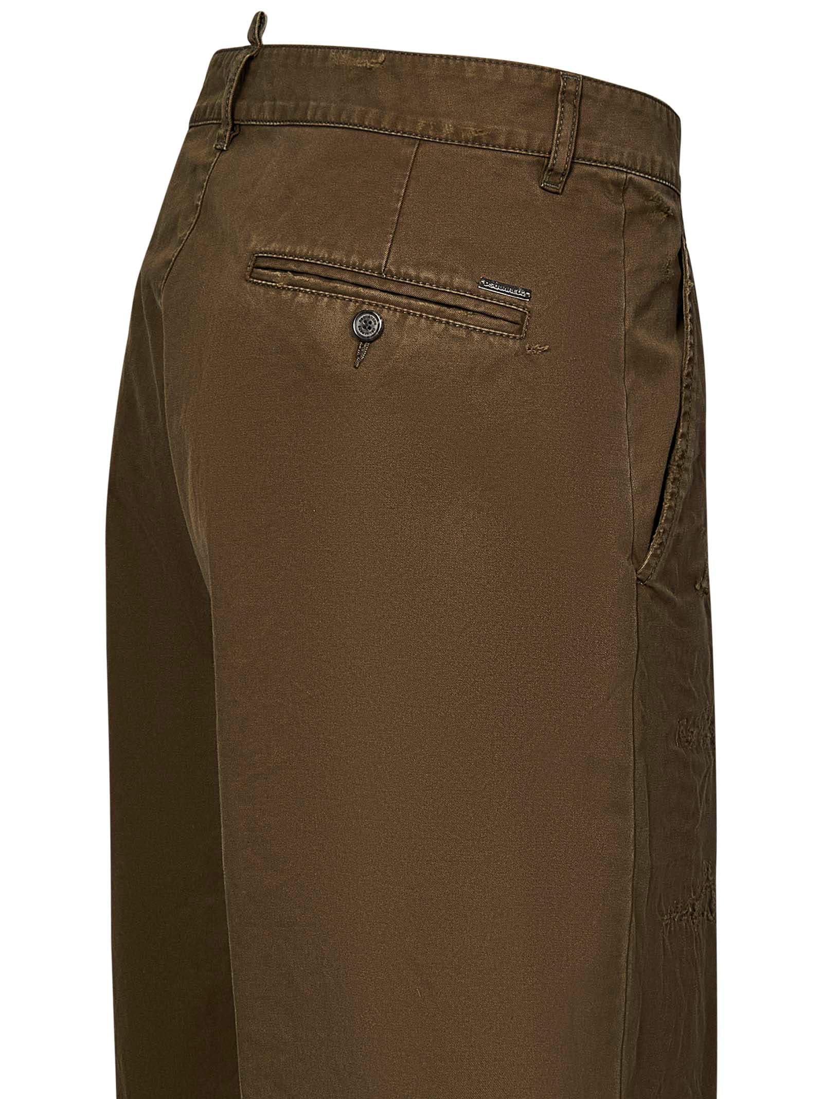 Shop Dsquared2 Ripped Big Chino Trousers In Brown