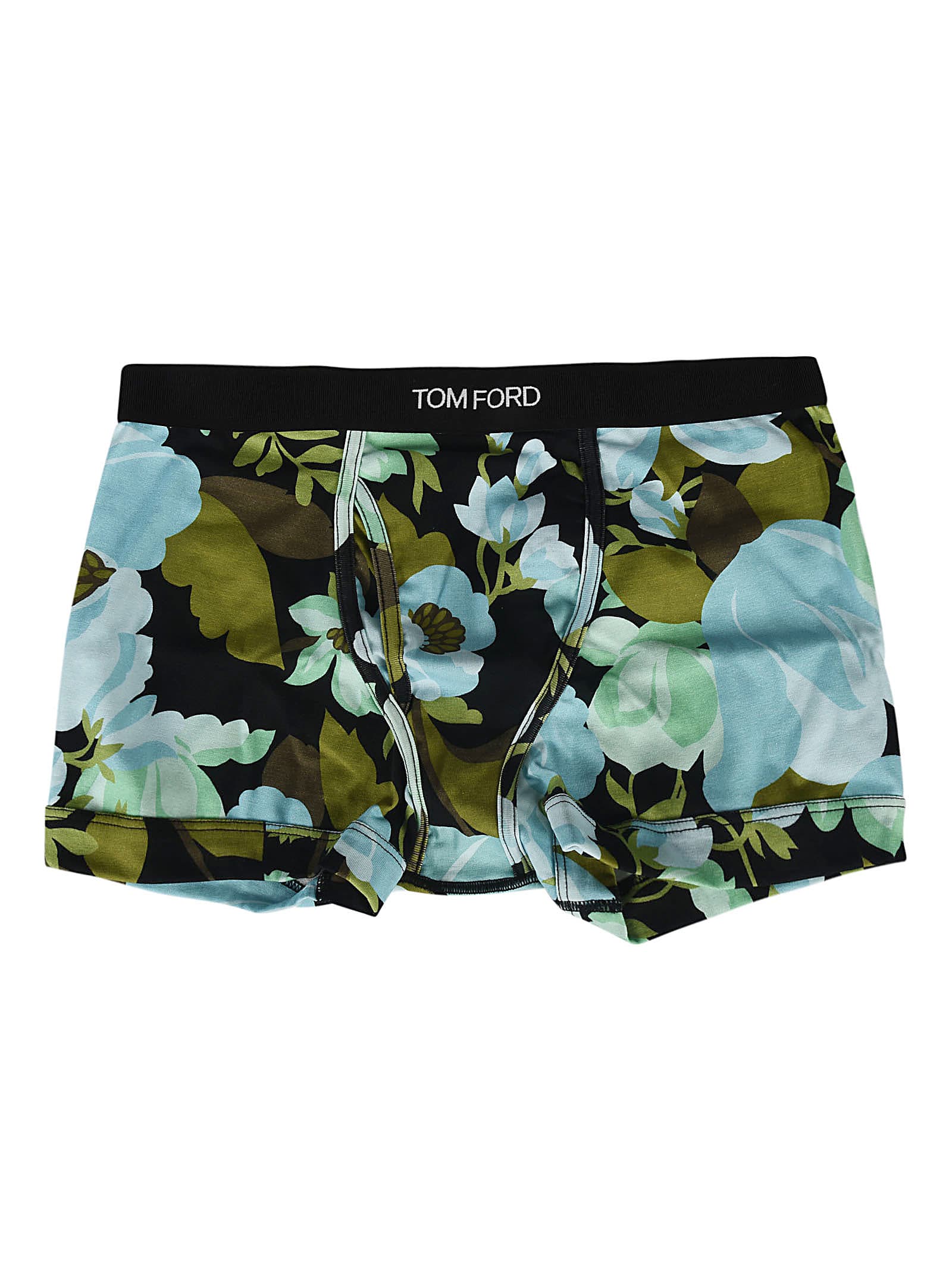 Tom Ford Floral Print Logo Boxer Shorts In Jewel Blue | ModeSens