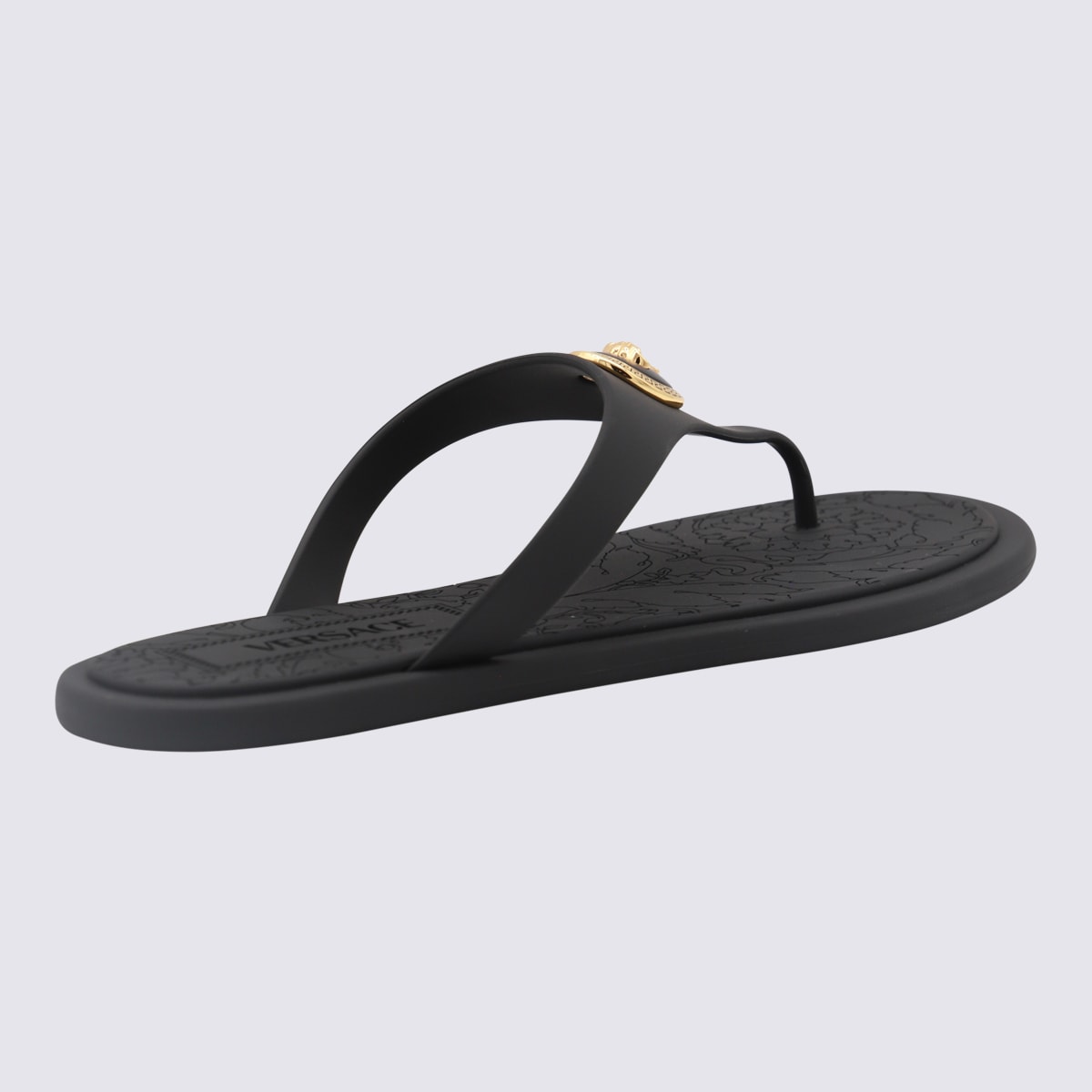 Versace Black Slides With Medusa Detail