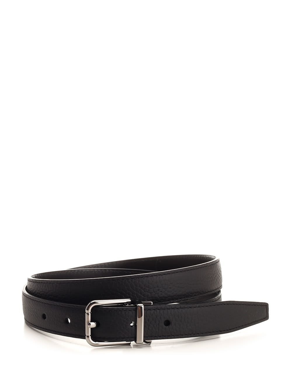 Shop Dolce & Gabbana Logo Engraved Buckle Belt In Nero