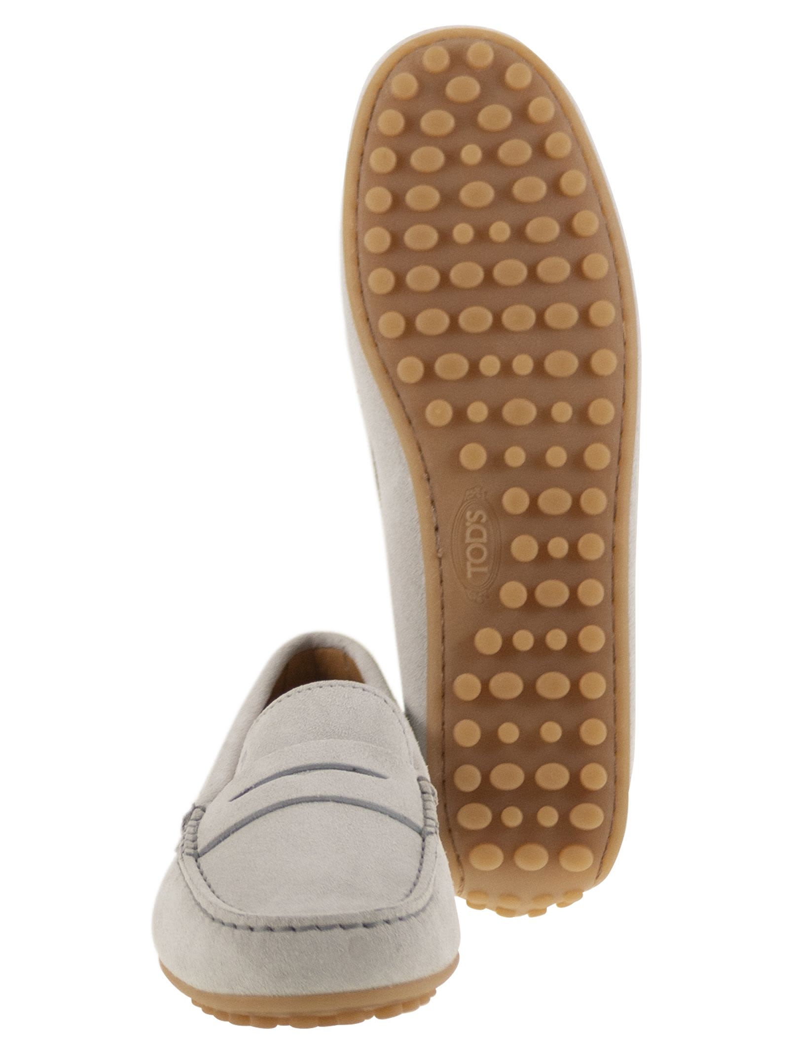 Tod's City Gommino Suede Loafer In Ice