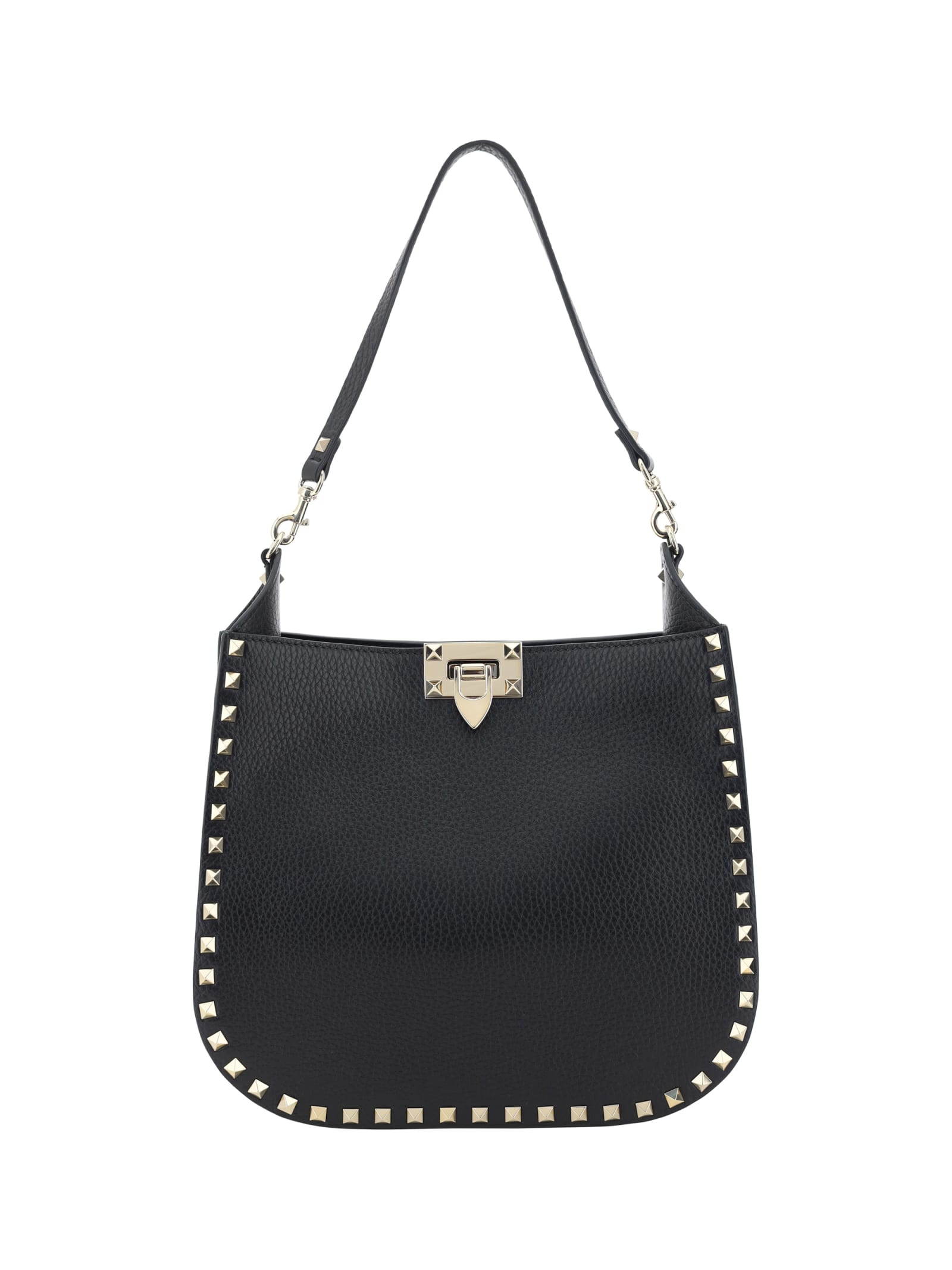 Shop Valentino Rockstud Shoulder Bag In Nero