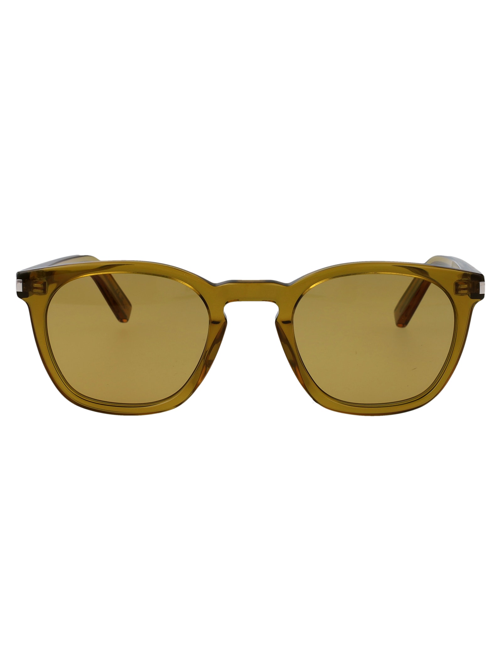 Saint Laurent Green-green-brown Recycled Acetate Sunglasses