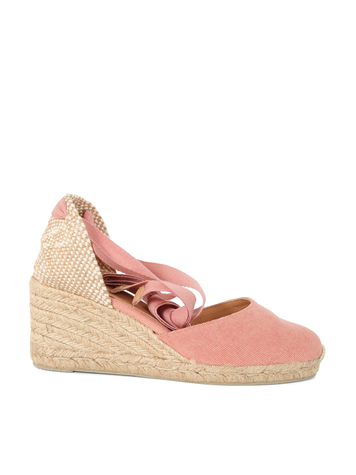 Shop Castaã±er Carina Espadrilles Wedge Sandal With Ankle Laces In Pink