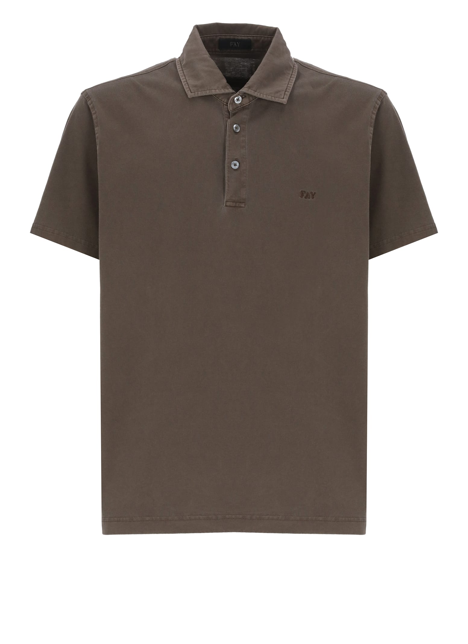 Fay Jersey Polo In Frosted Brown In Brown